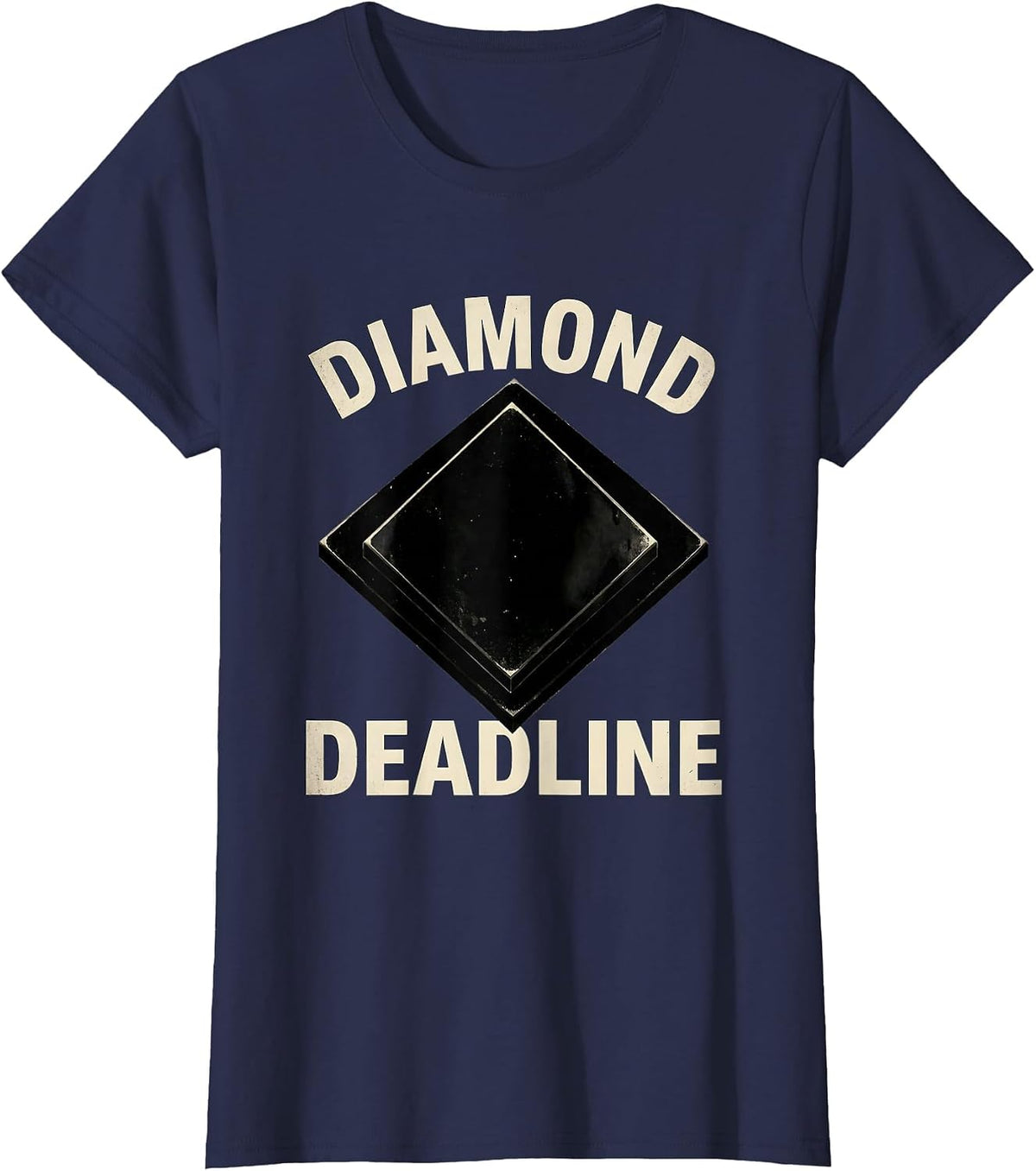 Women's Diamond Deadline Vintage Ski Snowboard Winter Sports Humor T-Shirt - Navy Blue