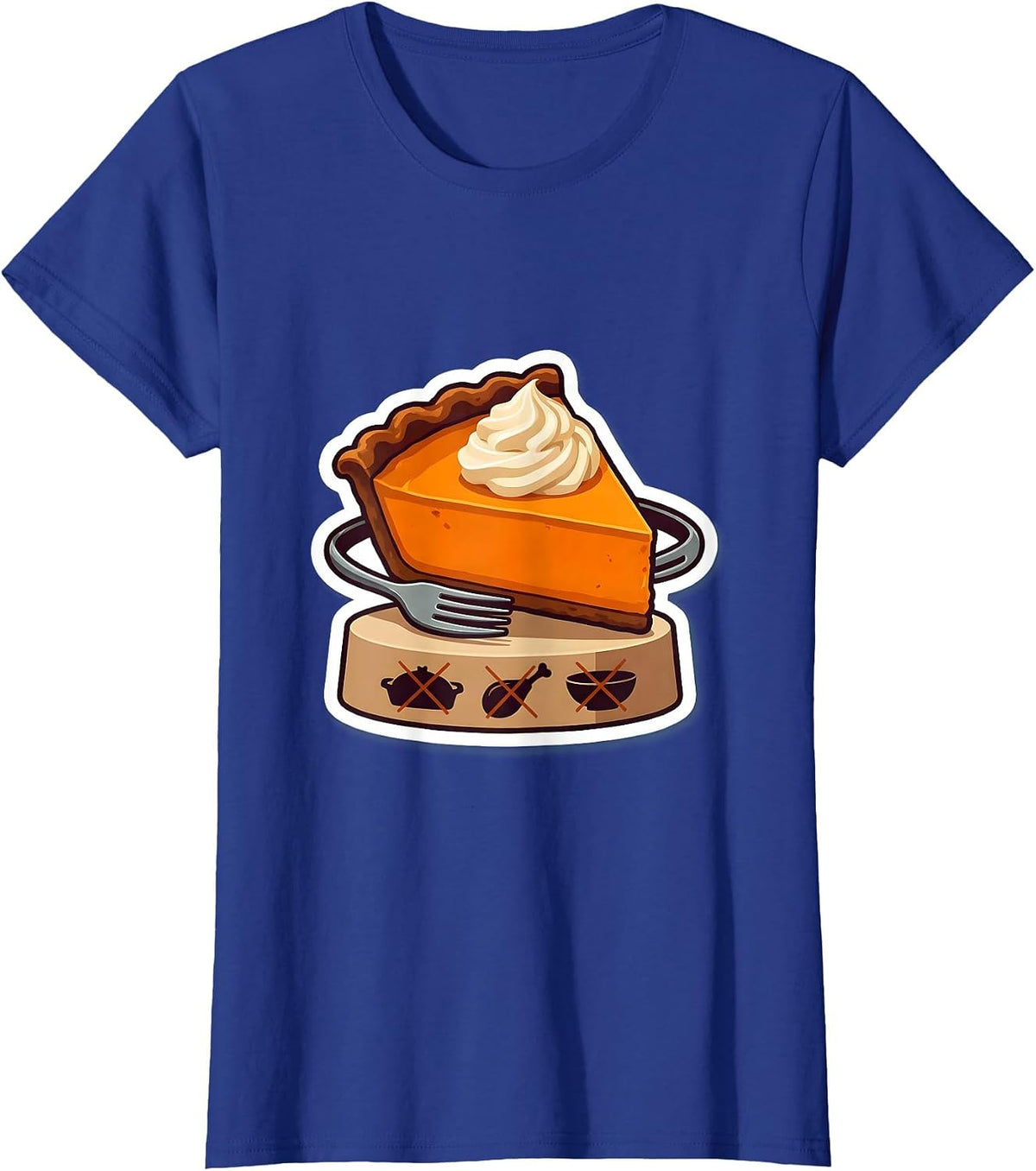 Women's Oversized Pumpkin Pie Wedge Funny Thanksgiving Humor T-Shirt - Royal Blue