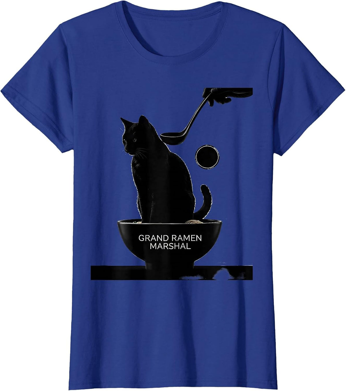Women's Grand Ramen Marshal Silhouette Kawaii Anime Cat Ramen Lover T-Shirt - Royal Blue