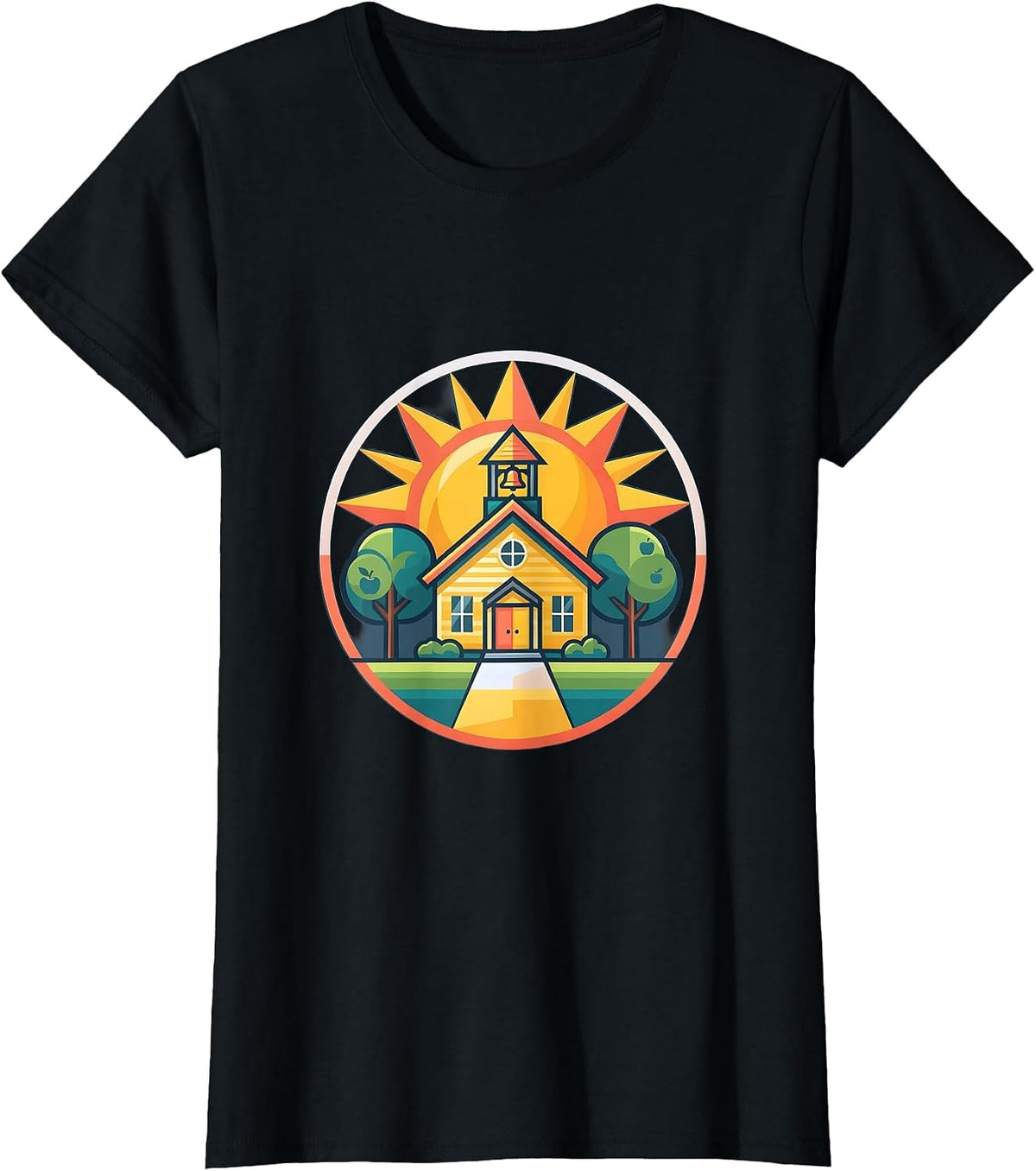 Vintage Schoolhouse Sunshine First Grade Teacher T-Shirt - Black