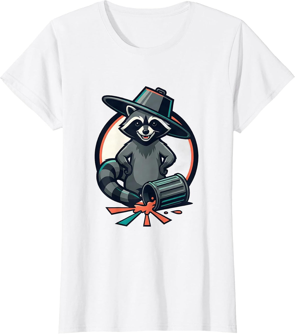 Women's Sealed Raccoon Badge Trashed Panda Funny Gag Gift T-Shirt - White