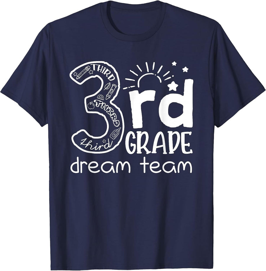 Third Grade Dream Team Back to School 3rd Grade Teacher T-Shirt - Navy Blue