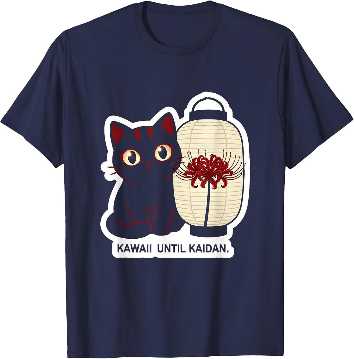 Men's Kawaii Until Kaidan Horror Anime Kawaii Goth Aesthetic T-Shirt - Navy Blue