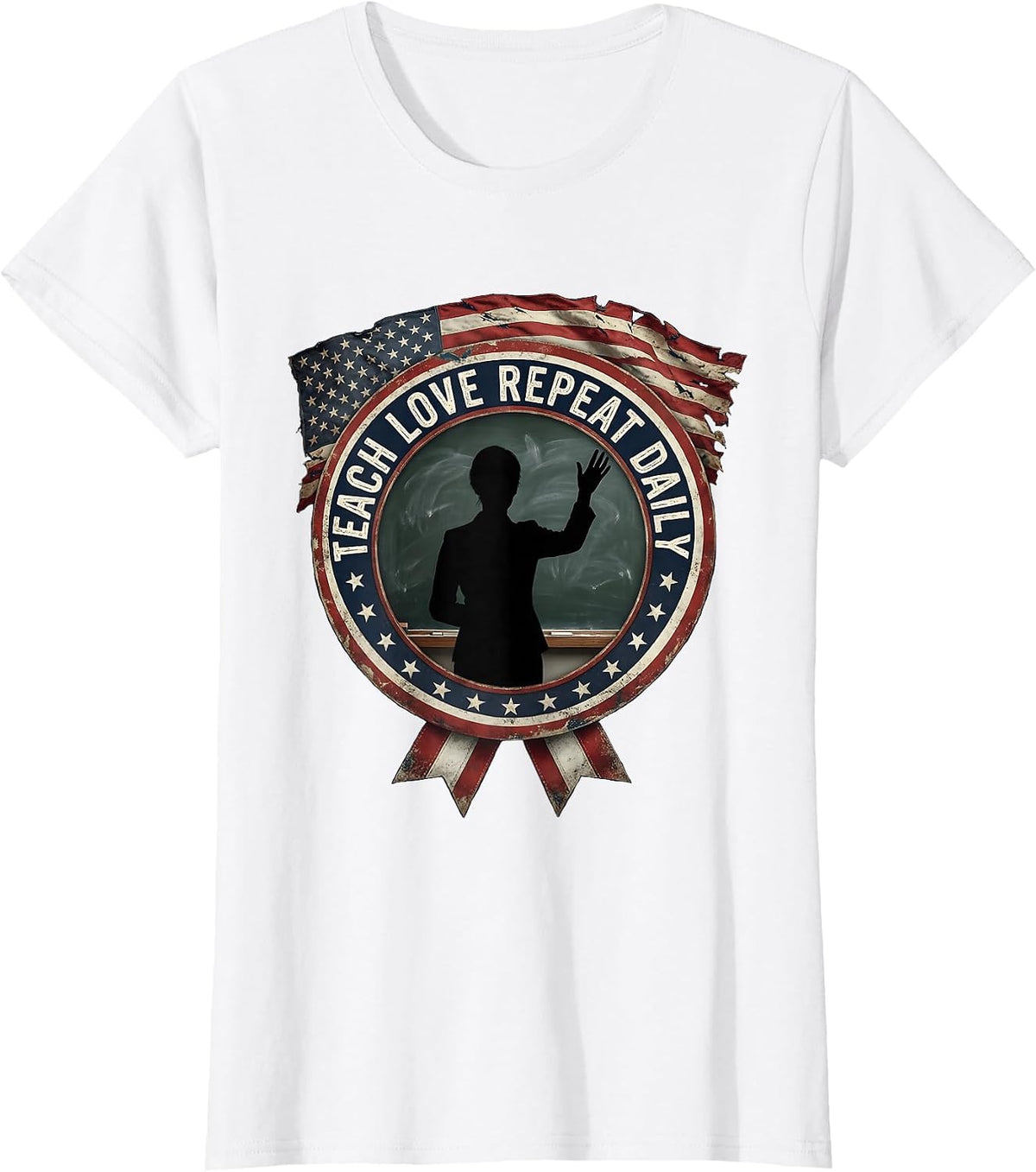 Teach Love Repeat Daily Third Grade Teacher T-Shirt - White
