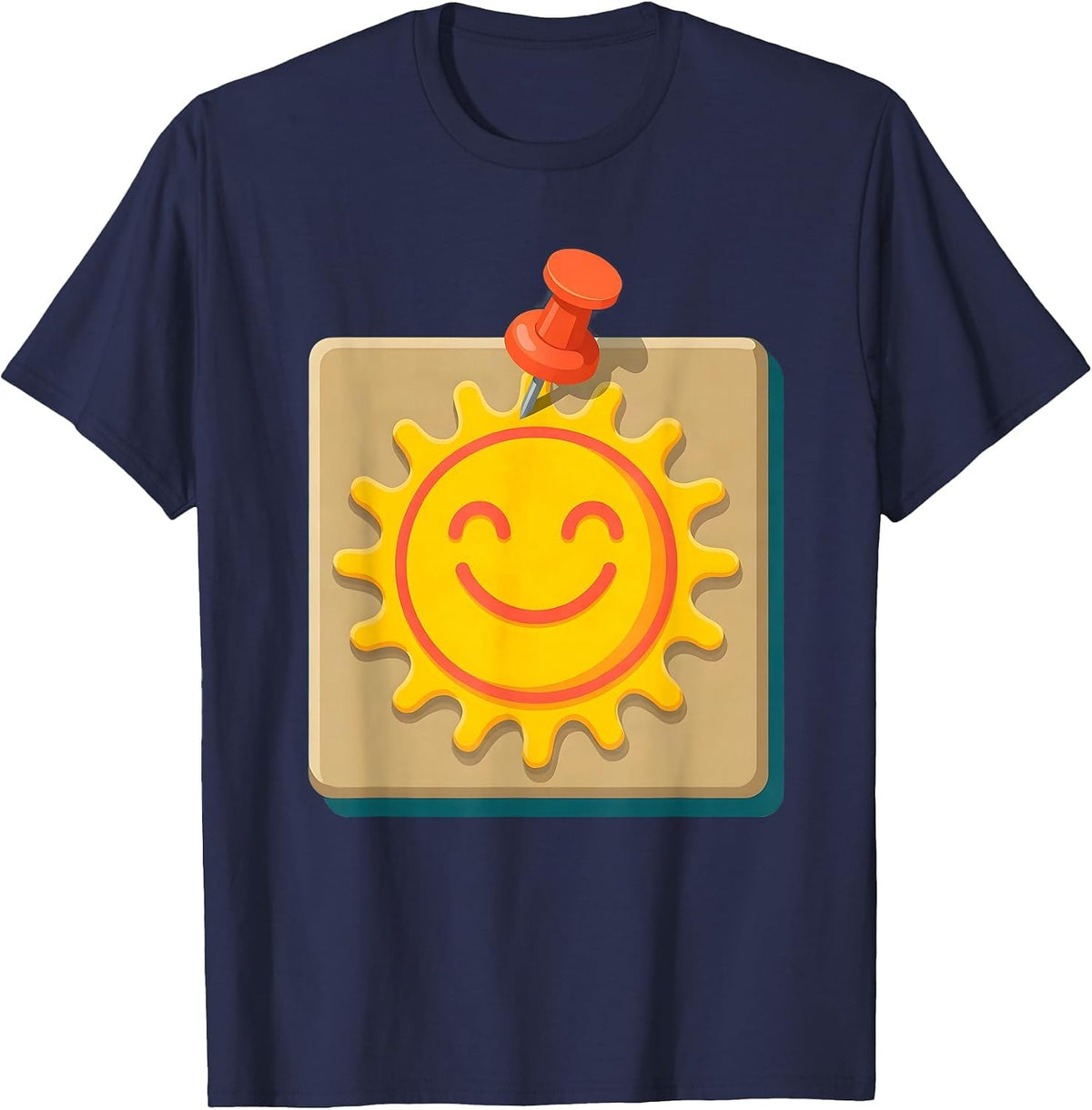 Men's Kindergarten Teacher Corkboard Sun Artwork T-Shirt - Navy Blue