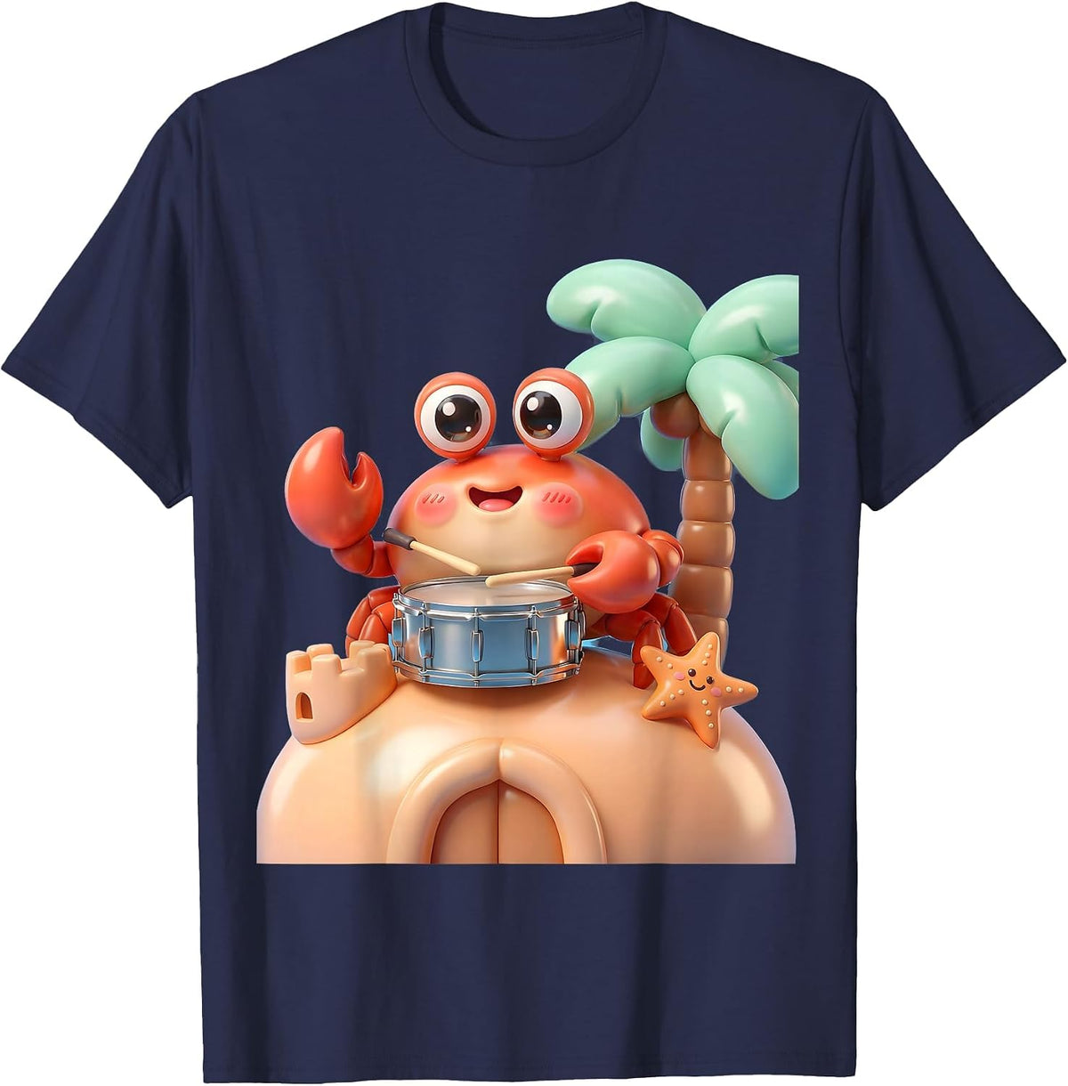 Funny Cruise Crab Steel Drum Beach Music T-Shirt - Navy Blue