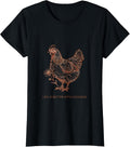 Women's Life Is Better With Chickens Funny Farm Design T-Shirt - Black