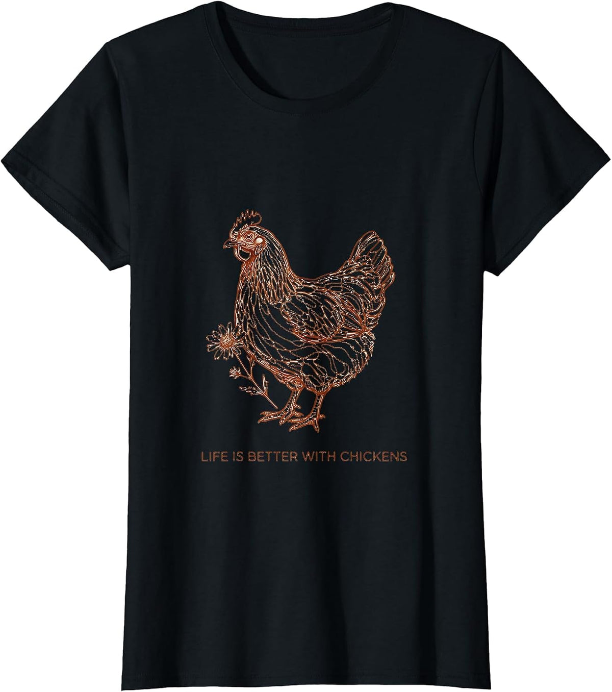 Women's Life Is Better With Chickens Funny Farm Design T-Shirt - Black