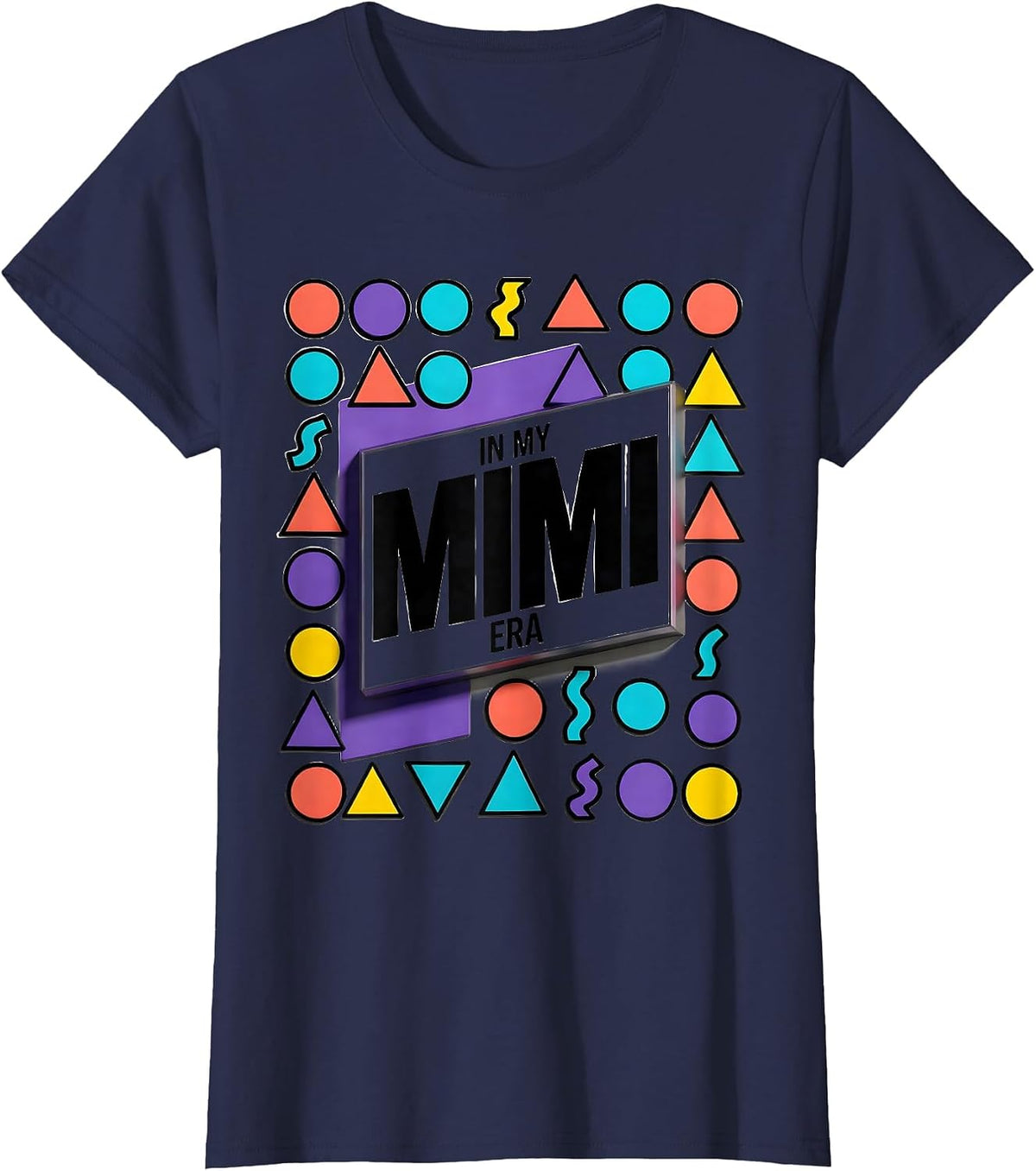 Women's In My Mimi Era Retro Groovy Mothers Day Gift for Mom T-Shirt - Navy Blue