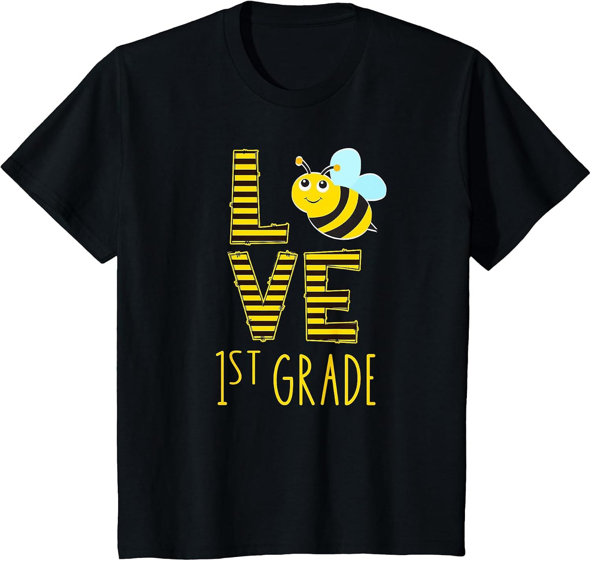 Love 1st Grade Back to School Yellow Bee 1st Grade Teacher T-Shirt - Black