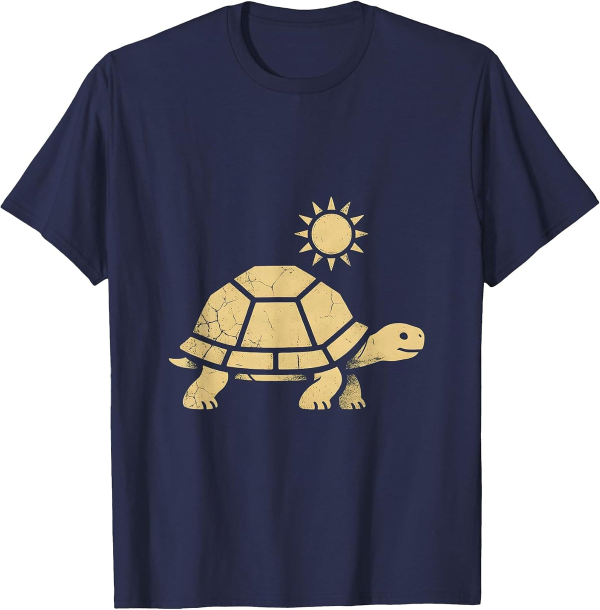 Men's Desert Tortoise Walking Under Hot Sun Western T-Shirt - Navy Blue