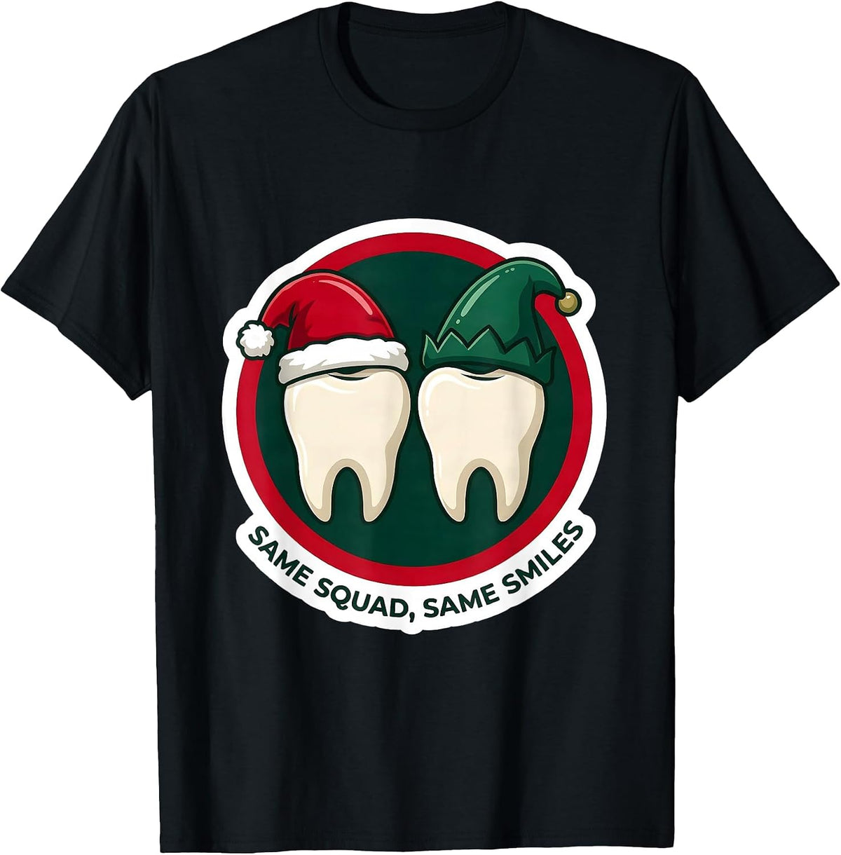 Men's Same Squad, Same Smiles Funny Dental Christmas Dental Team T-Shirt - Black