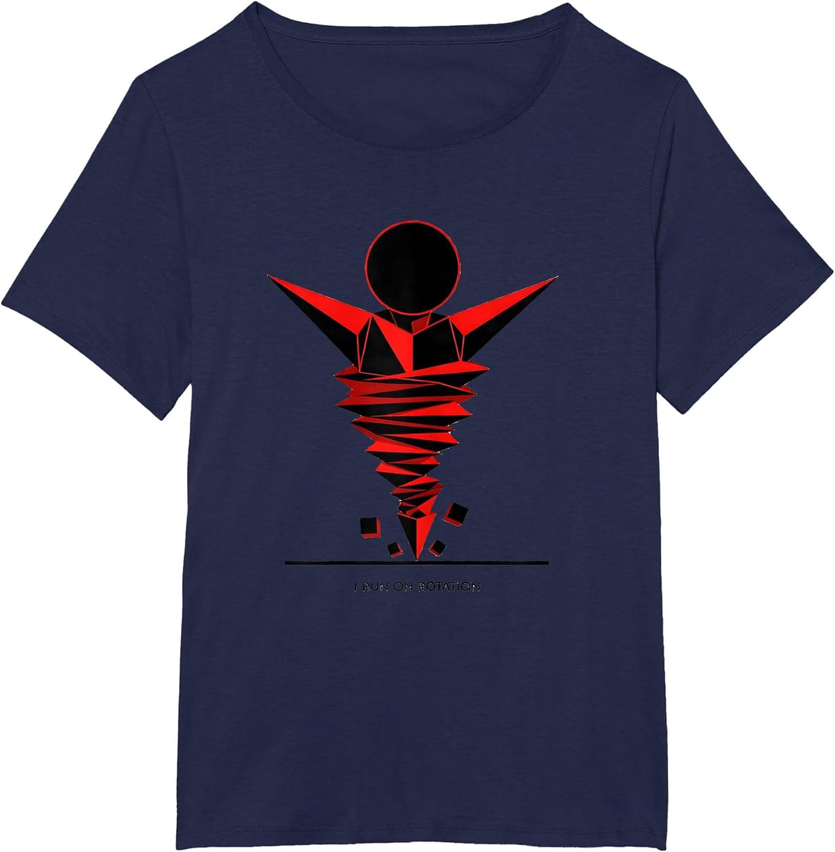 Women's I Run On Rotation Geometric Tornado Storm Chaser Meteorology T-Shirt - Navy Blue