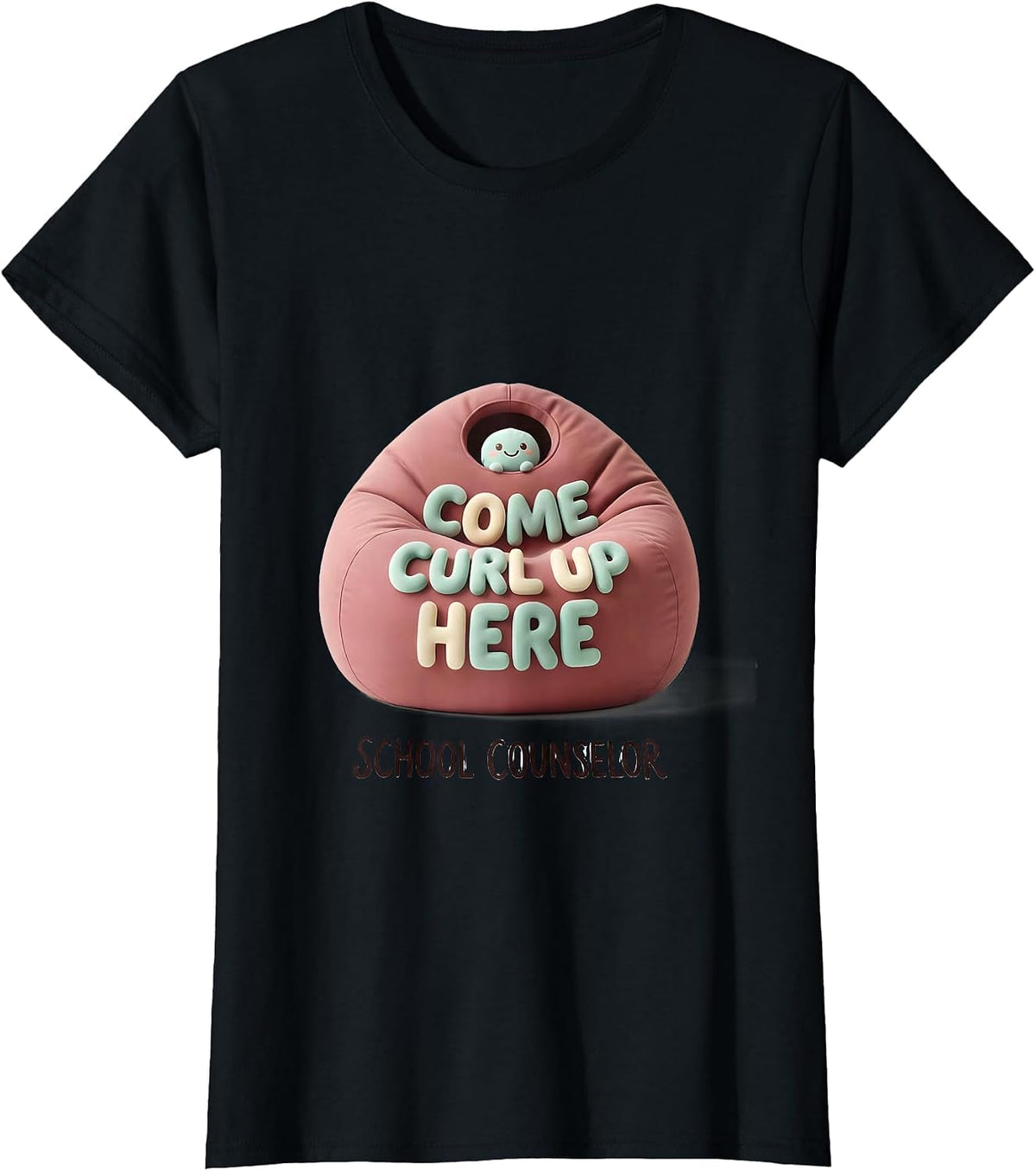 Come Curl Up Here School Counselor Cute Kawaii Support Humor T-Shirt - Black