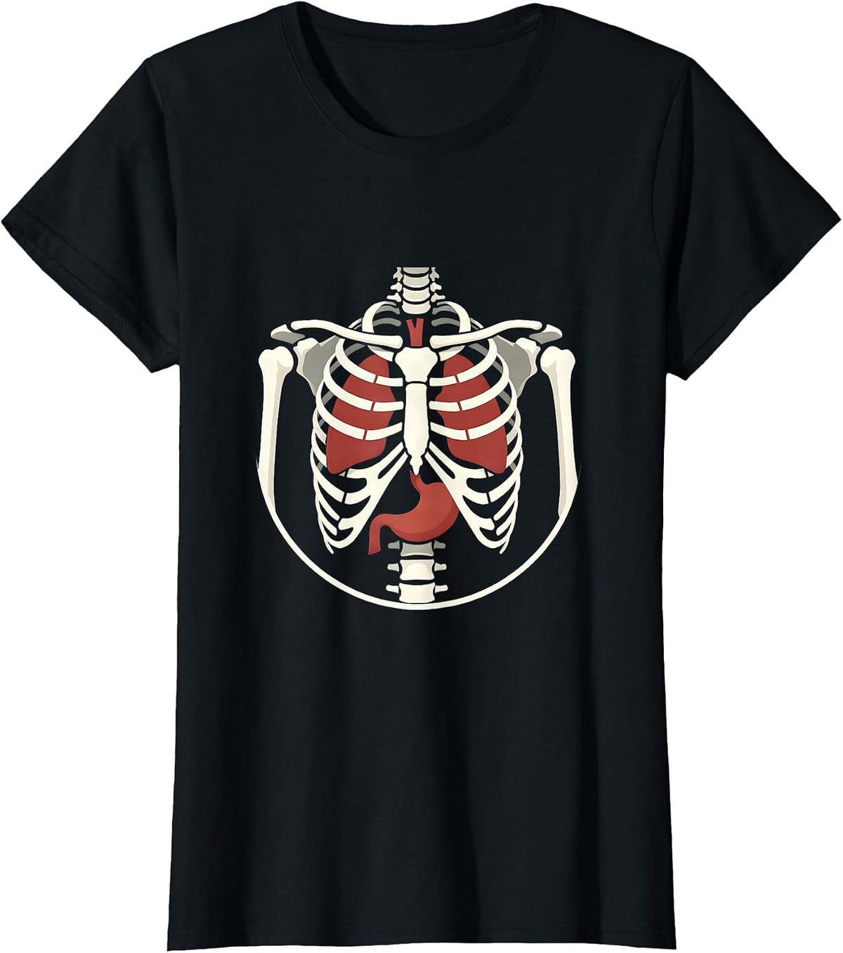 Skeleton Anatomy Organs Detailed Illustration T-Shirt - Black