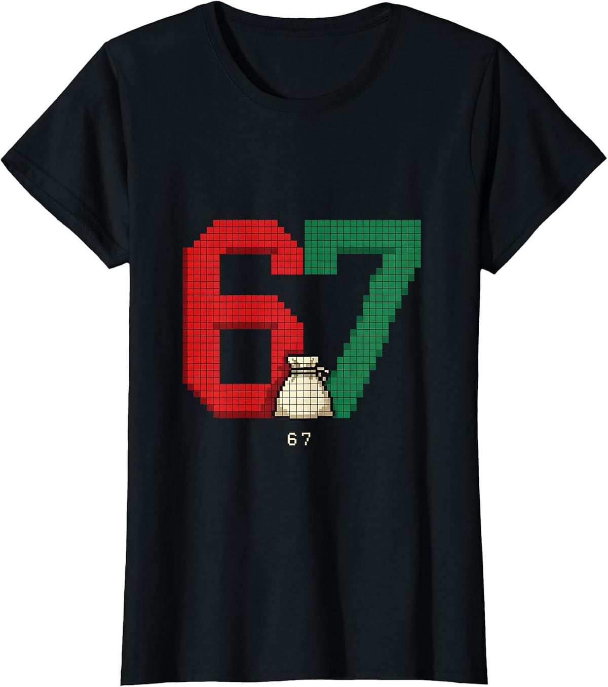6 7 Pixel Art Funny Christmas Meme Gen Alpha Slang T-Shirt - Black