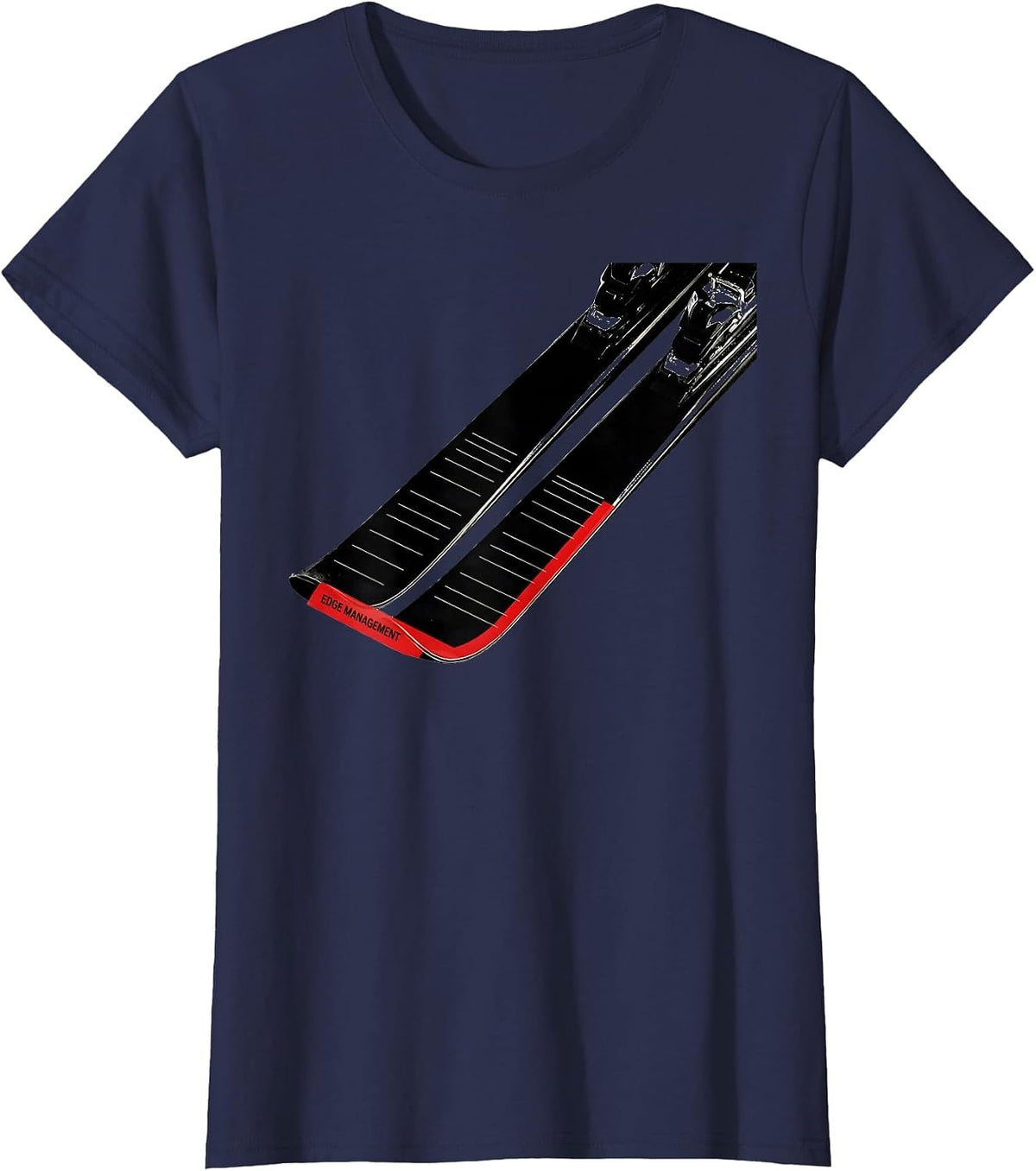 Women's Edge Management Swiss International Ski Humor Winter Sports T-Shirt - Navy Blue