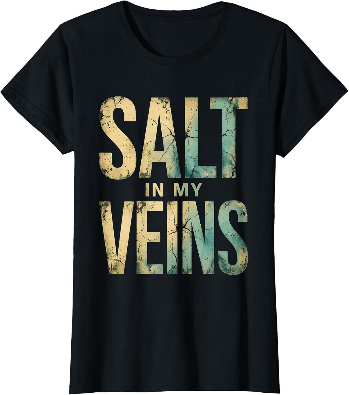 Salt In My Veins Pirate Nautical Design T-Shirt - Black