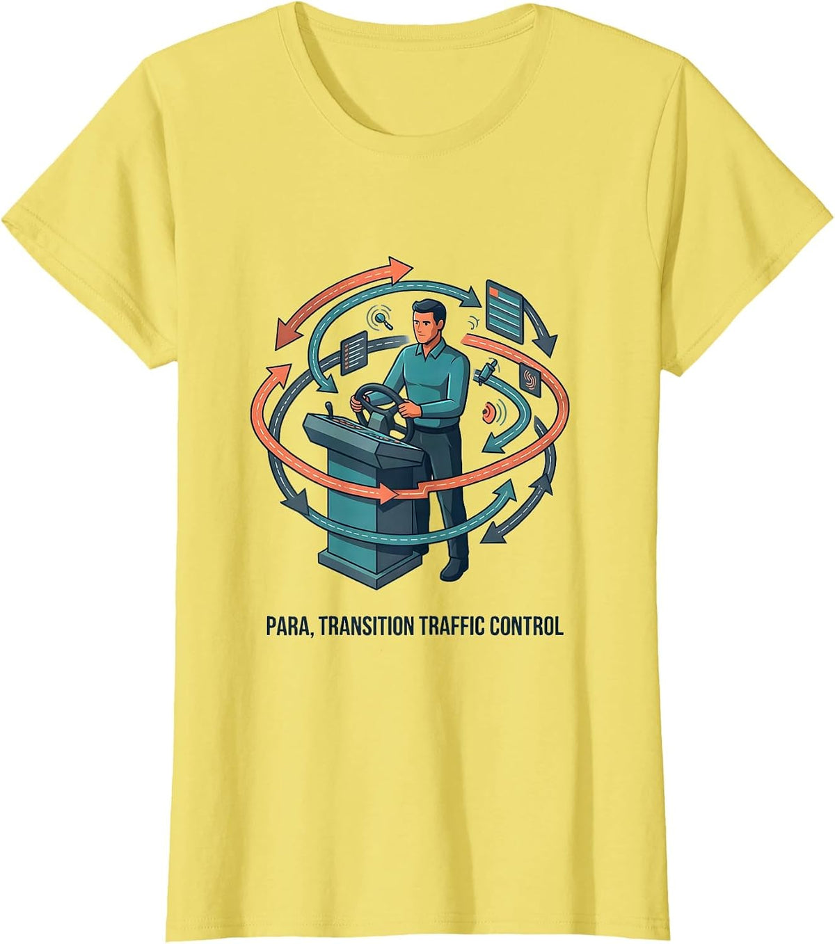 Women's Para Transition Traffic Control Funny Paraprofessional T-Shirt - Lemon Yellow