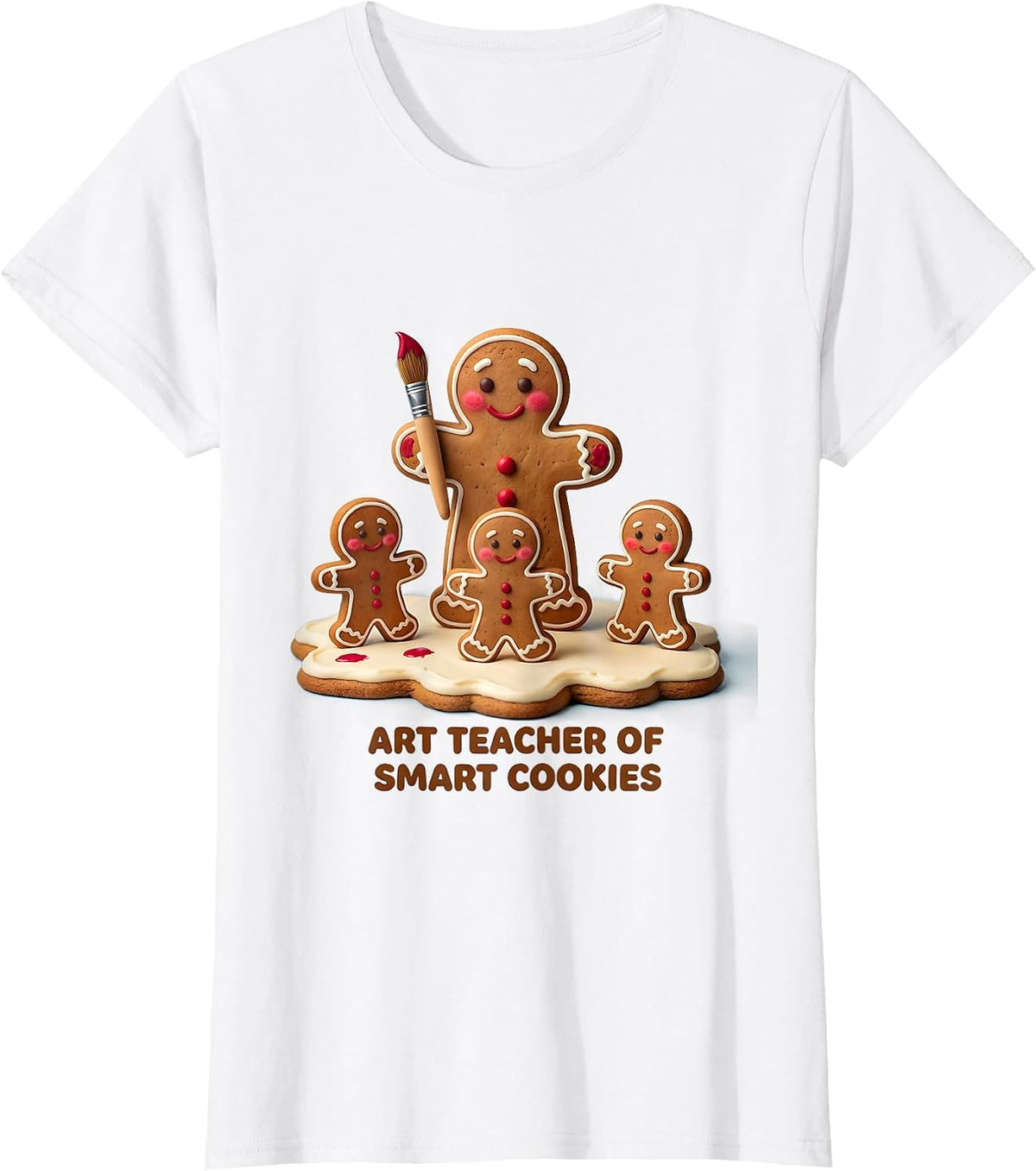 Women's Art Teacher Of Smart Cookies Cute Kawaii Christmas Teacher T-Shirt - White