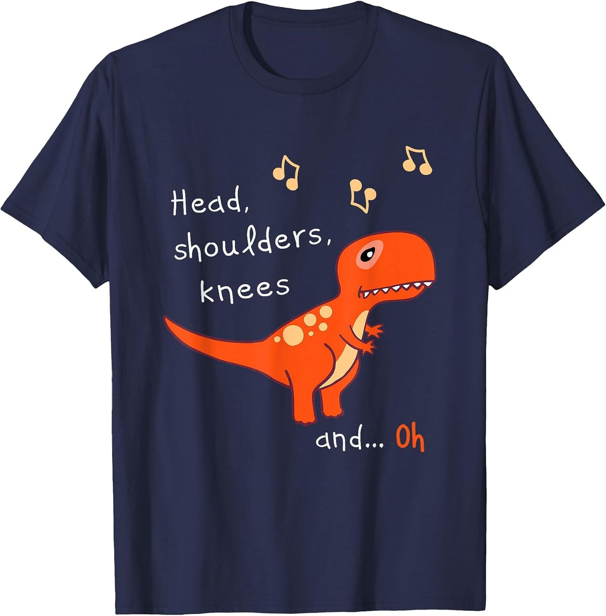 T Rex Dinosaur – Funny Head, Shoulders, Knees & Toes Fail T-Shirt - Navy Blue