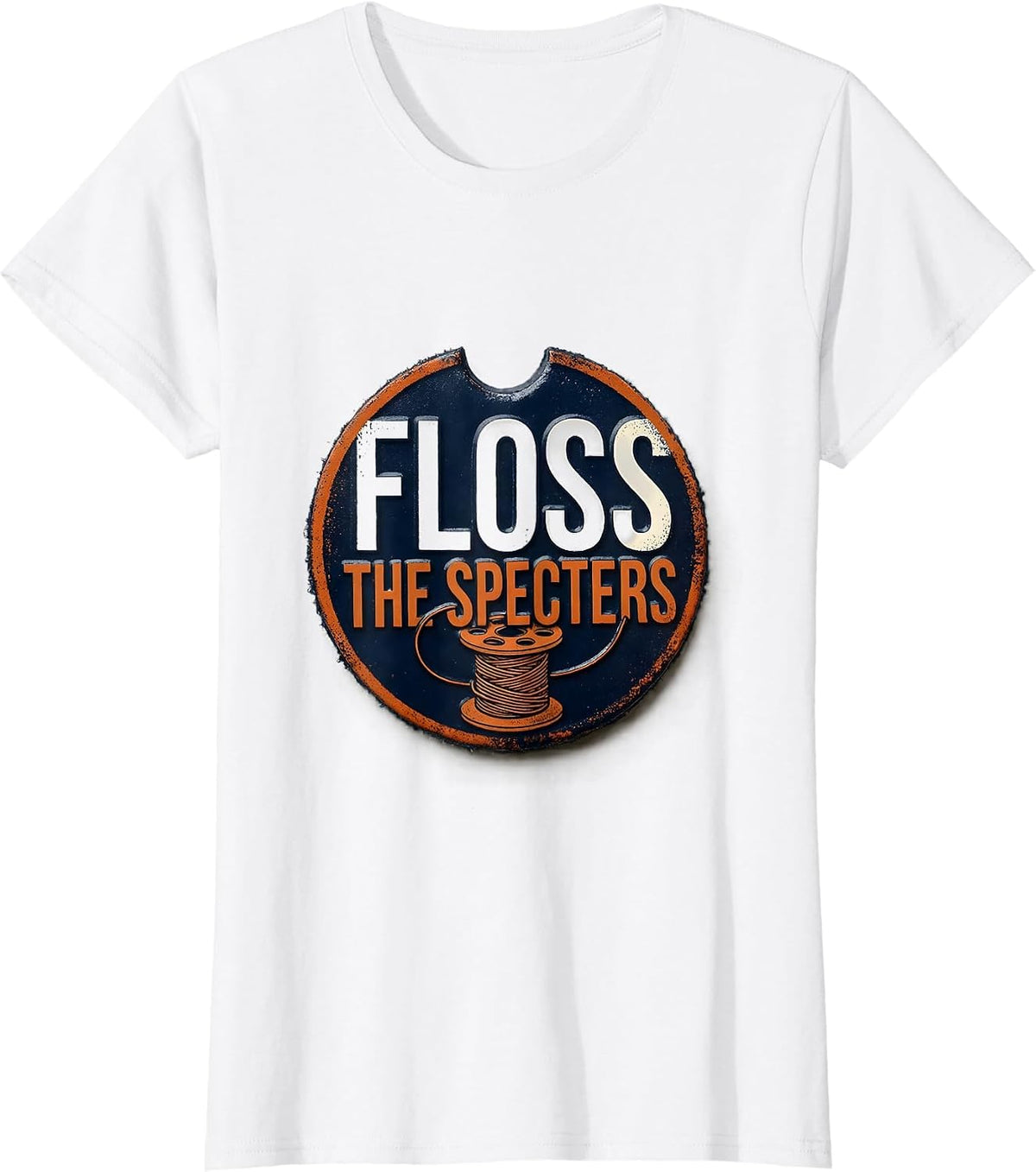 Women's Floss the Specters Rubber Stamp Halloween Dental Humor T-Shirt - White
