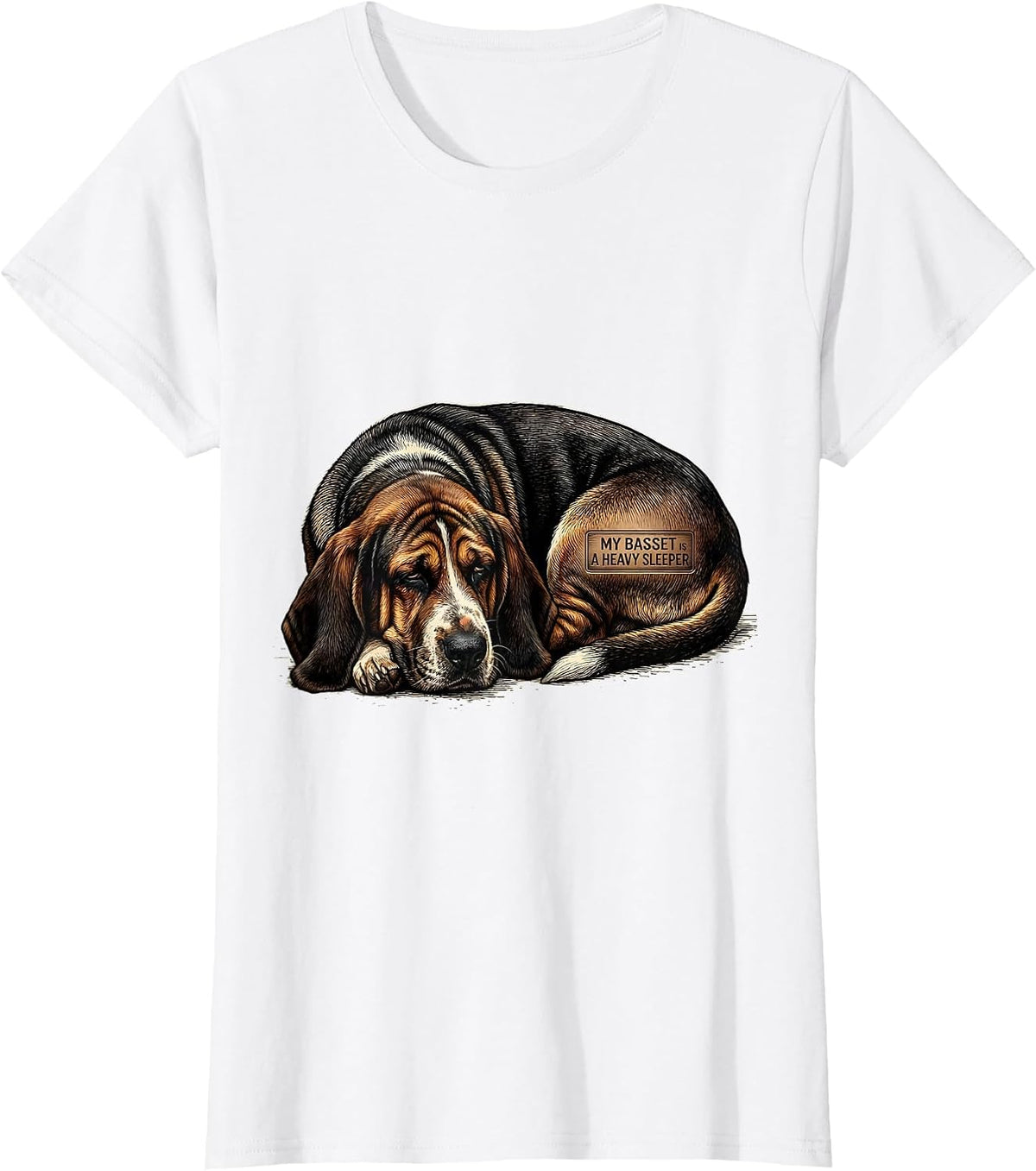 My Basset Is A Heavy Sleeper Funny Basset Hound Dog Owner T-Shirt - White
