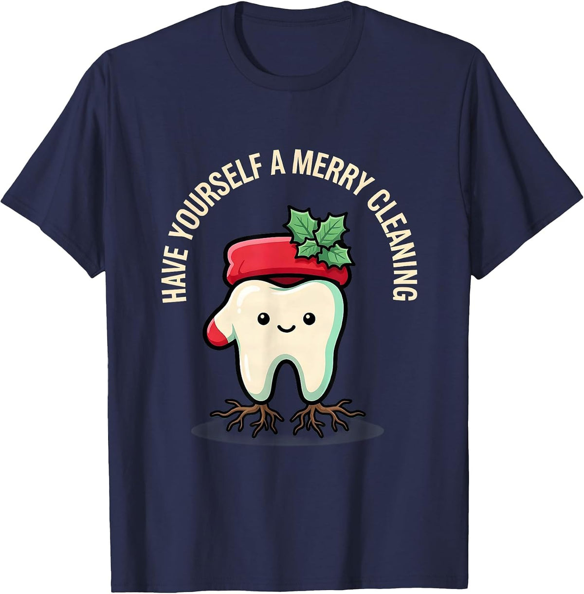 Have Yourself a Merry Cleaning Funny Dental Christmas T-Shirt - Navy Blue