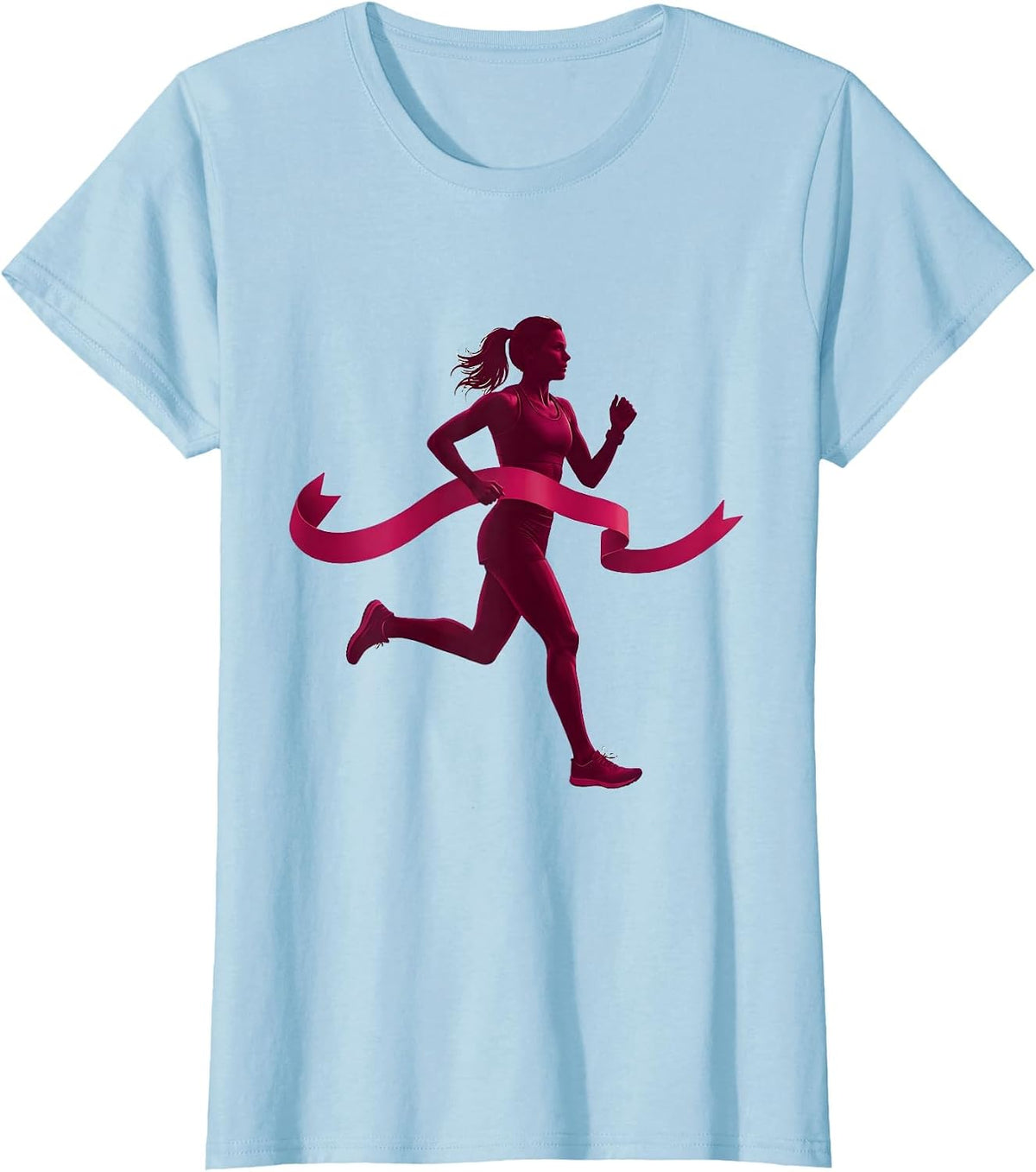 Labor Day Marathon Finish Line Runner Graphic T-Shirt - Baby Blue