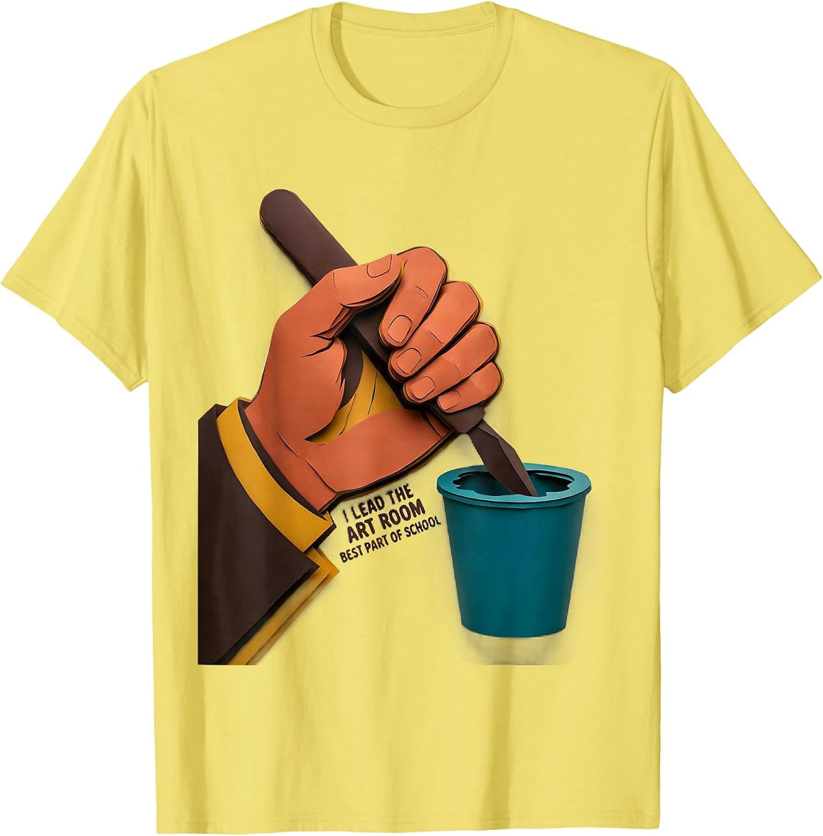 Men's I Lead The Art Room, Best Part Of School Art Teacher T-Shirt - Lemon Yellow