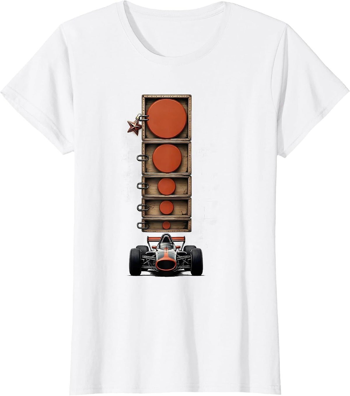 Women's Wood Type Block Chase RC Car Sprint Racer Gearhead Humor T-Shirt - White