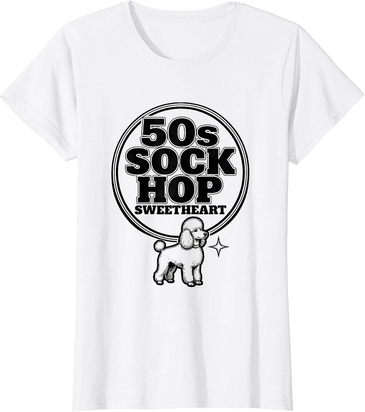 Women's 50s Sock Hop Sweetheart Retro 50s Vintage Rockabilly Greaser T-Shirt - White