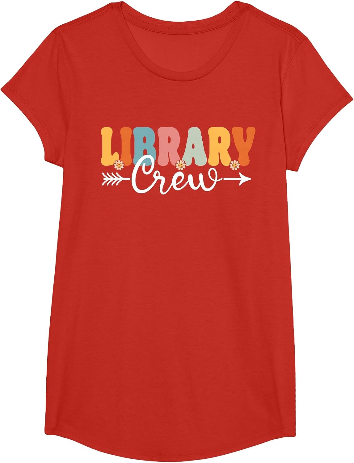Library Crew Back to School Teachers Students T-Shirt - Girls Red