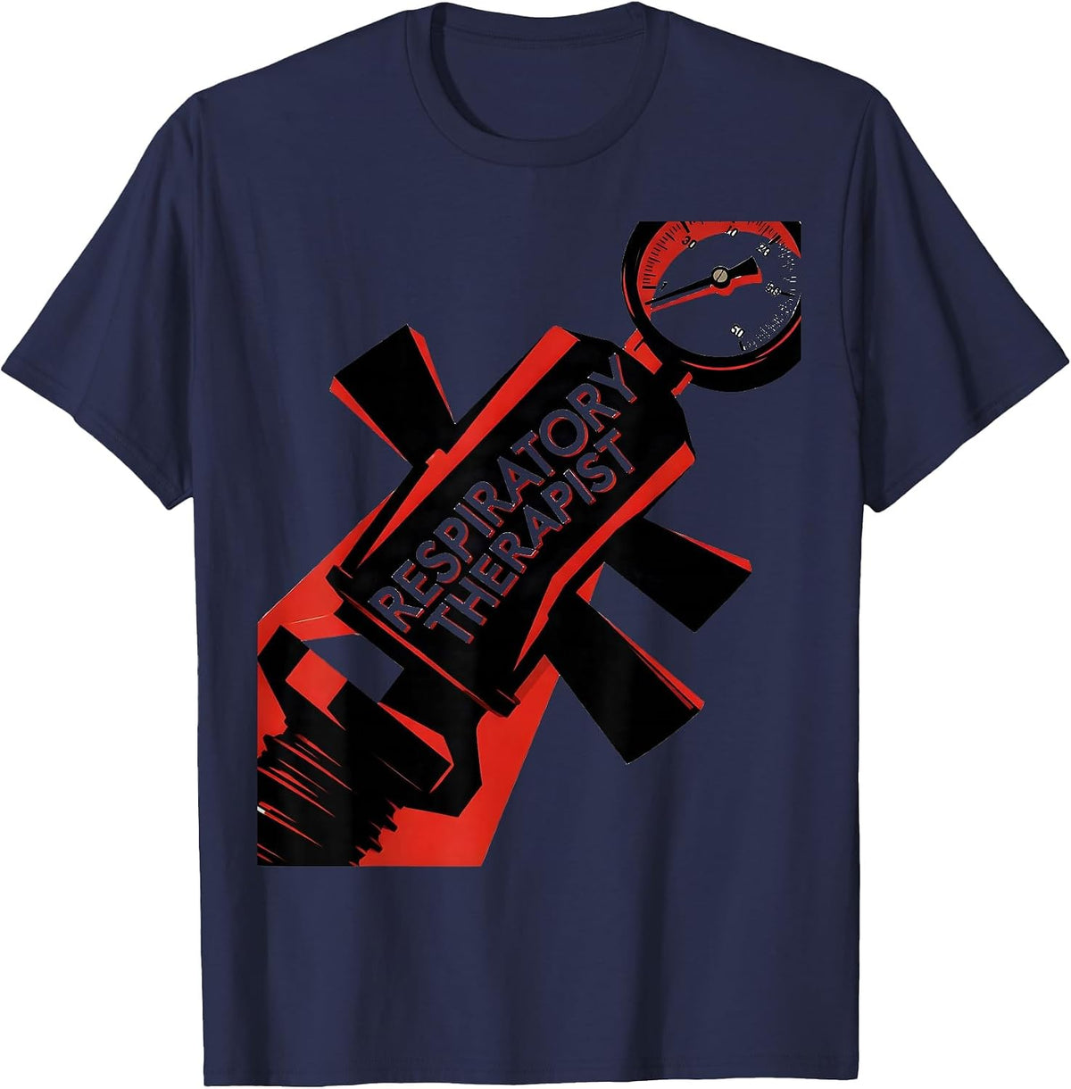 Men's Respiratory Therapist Constructivist Poster RT Profession T-Shirt - Navy Blue