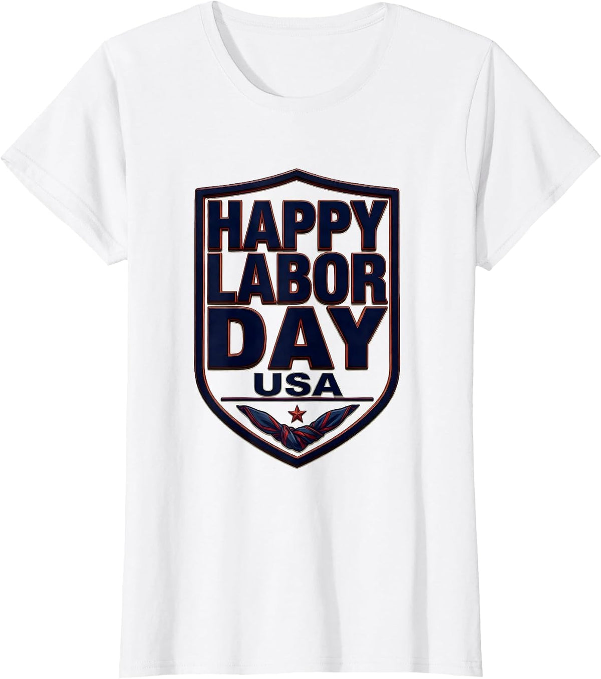 Women's Happy Labor Day, USA Patriotic Americana Tribute T-Shirt - White