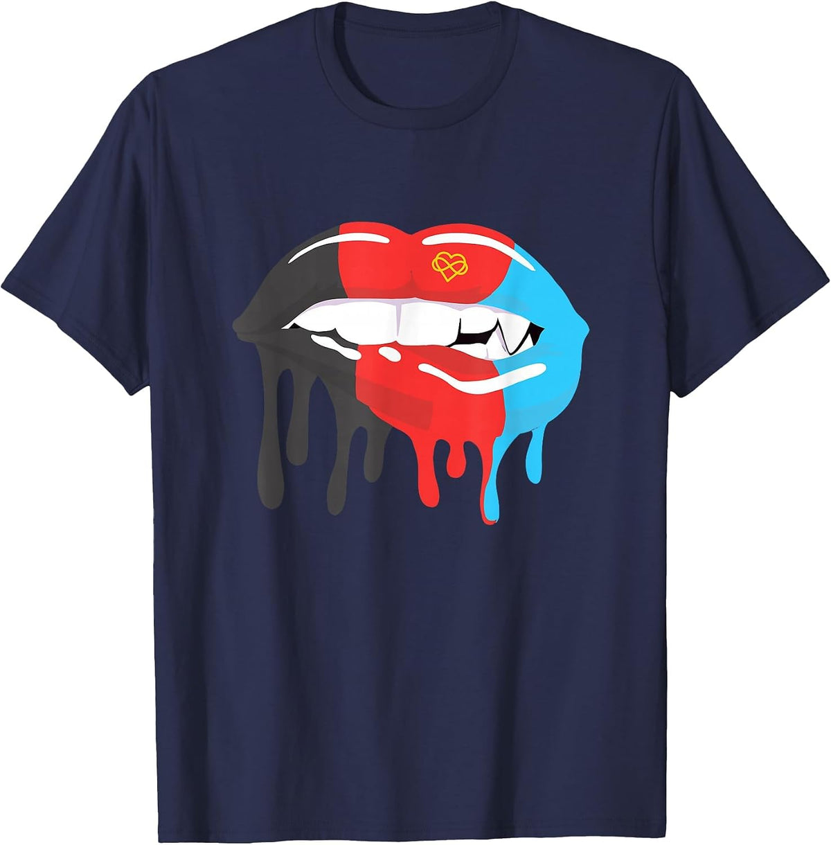 Polyamory Flag Mouth Poly Pride LGBTQ Lips T-Shirt - Navy Blue