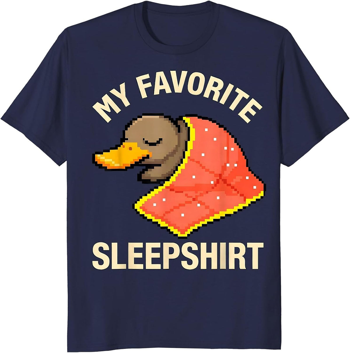 My Favorite Sleepshirt Cute Pixel Art Animal Sleepwear Kids T-Shirt - Navy Blue