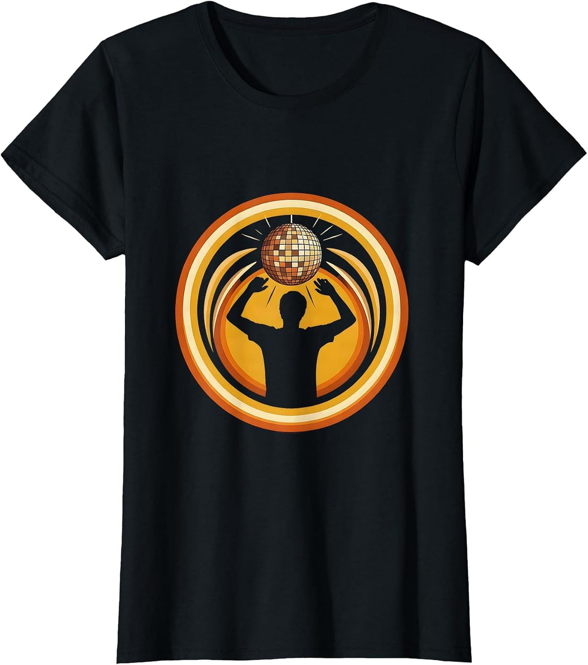 Disco Dancer Badge Retro 70s Party Costume T-Shirt - Black