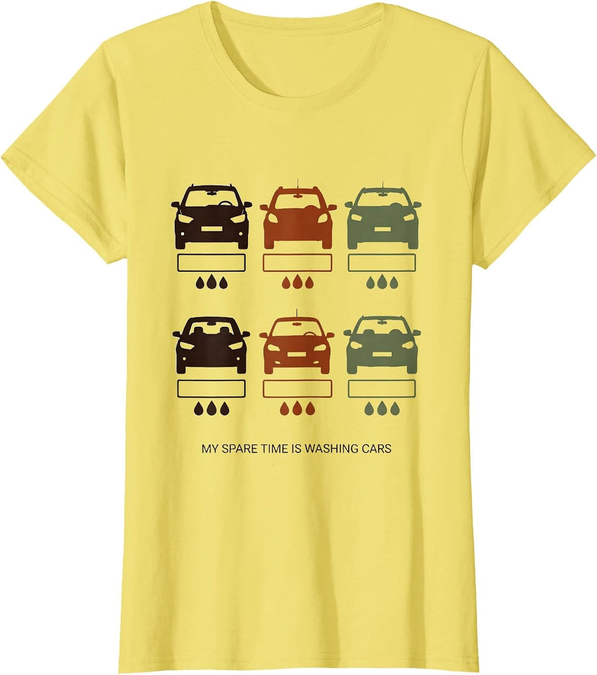 My Spare Time Is Washing Cars Funny Car Enthusiast Car Lover T-Shirt - Lemon Yellow