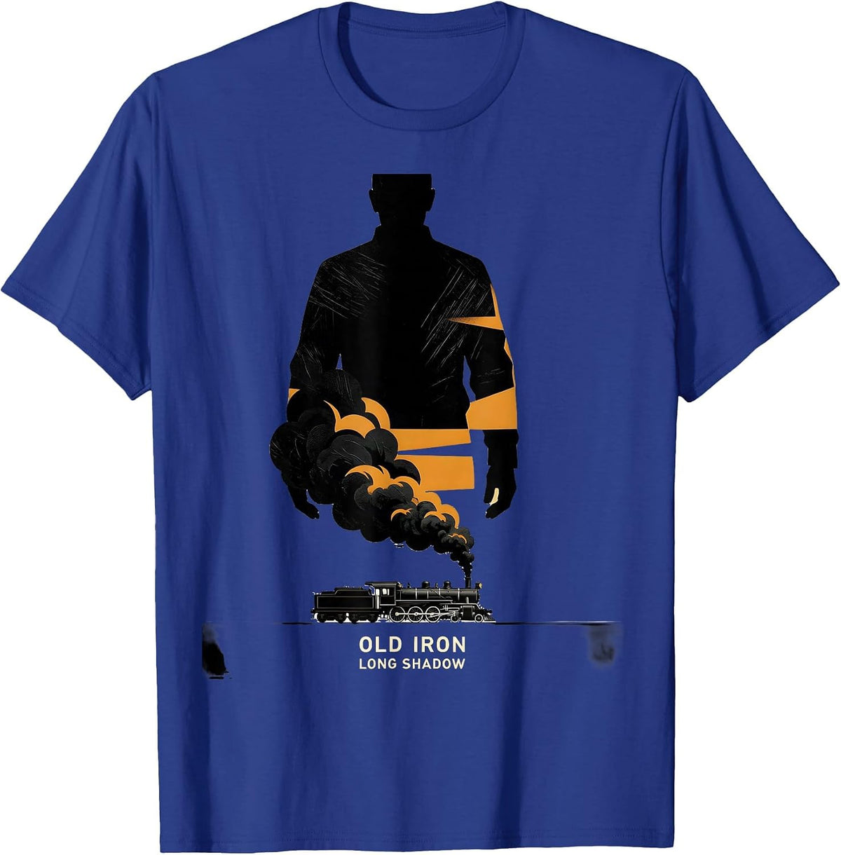 Men's Old Iron Long Shadow Vintage Steam Locomotive Train T-Shirt - Royal Blue