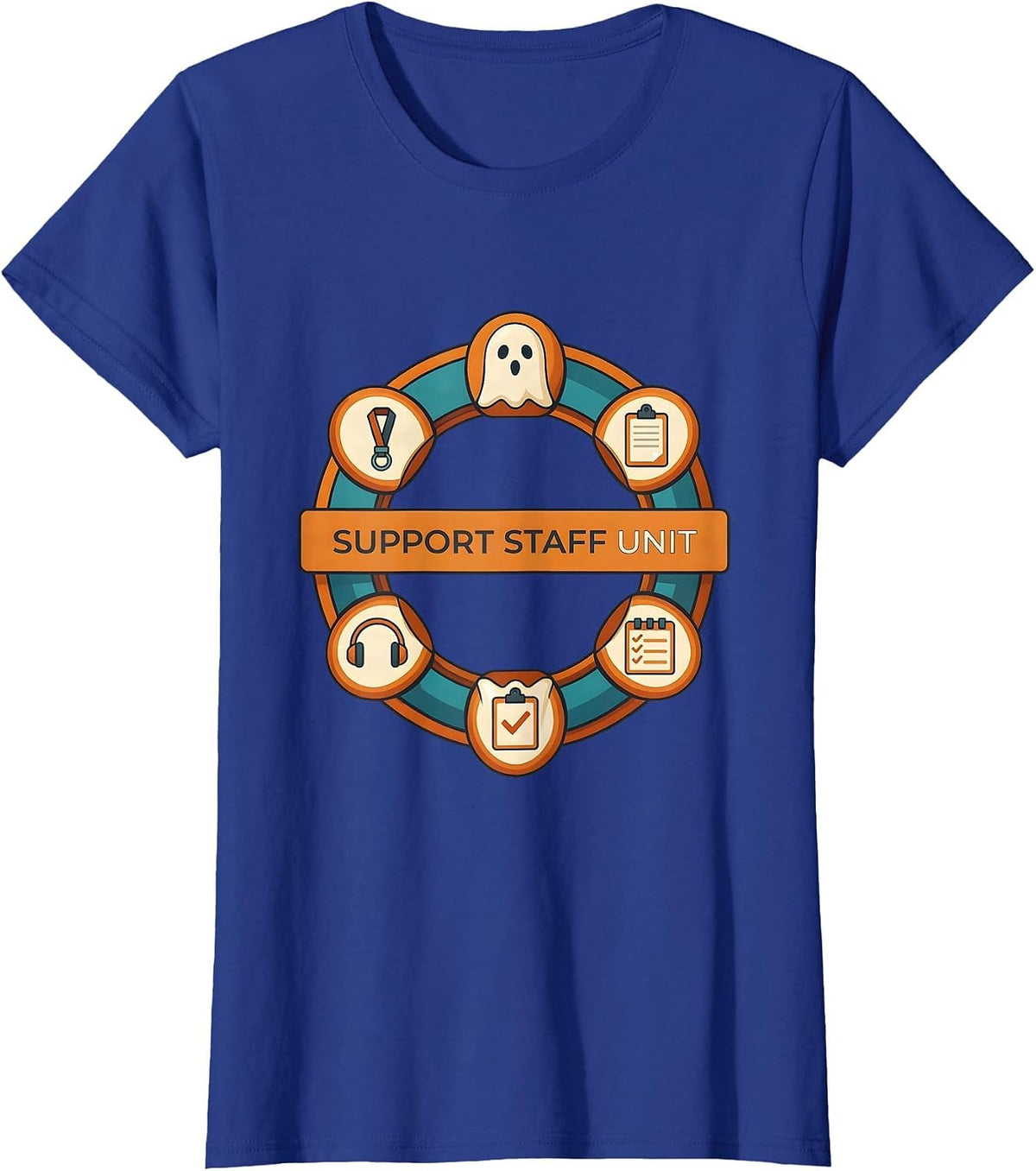 Women's Support Staff Unit Funny Paraprofessional Halloween Ghost T-Shirt - Royal Blue