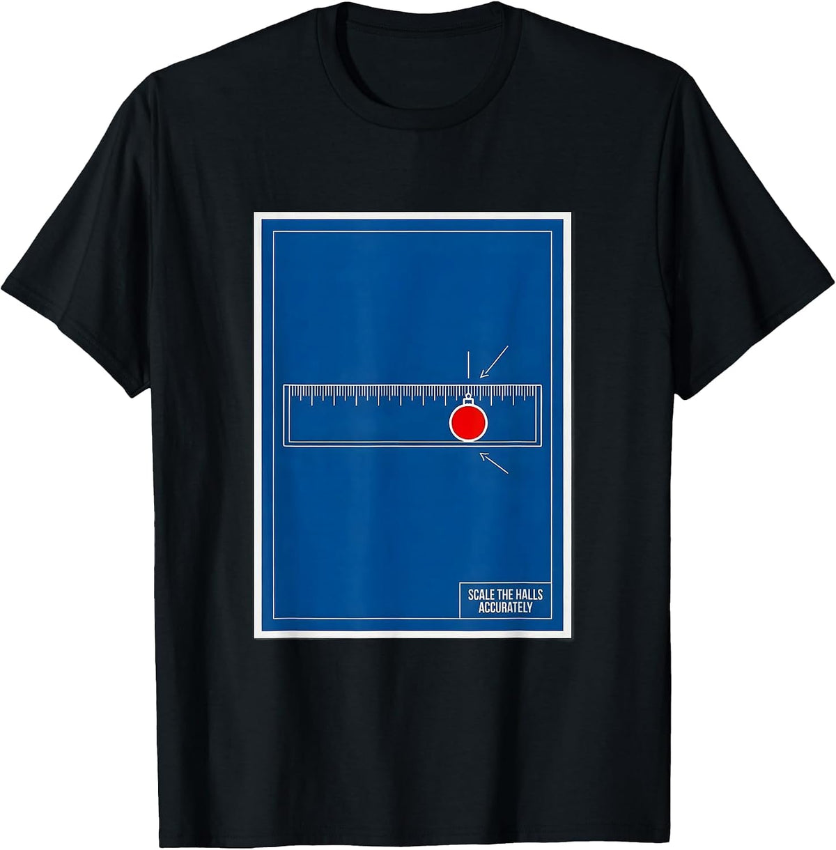 Men's Scale The Halls Accurately Technical Blueprint Math Teacher T-Shirt - Black
