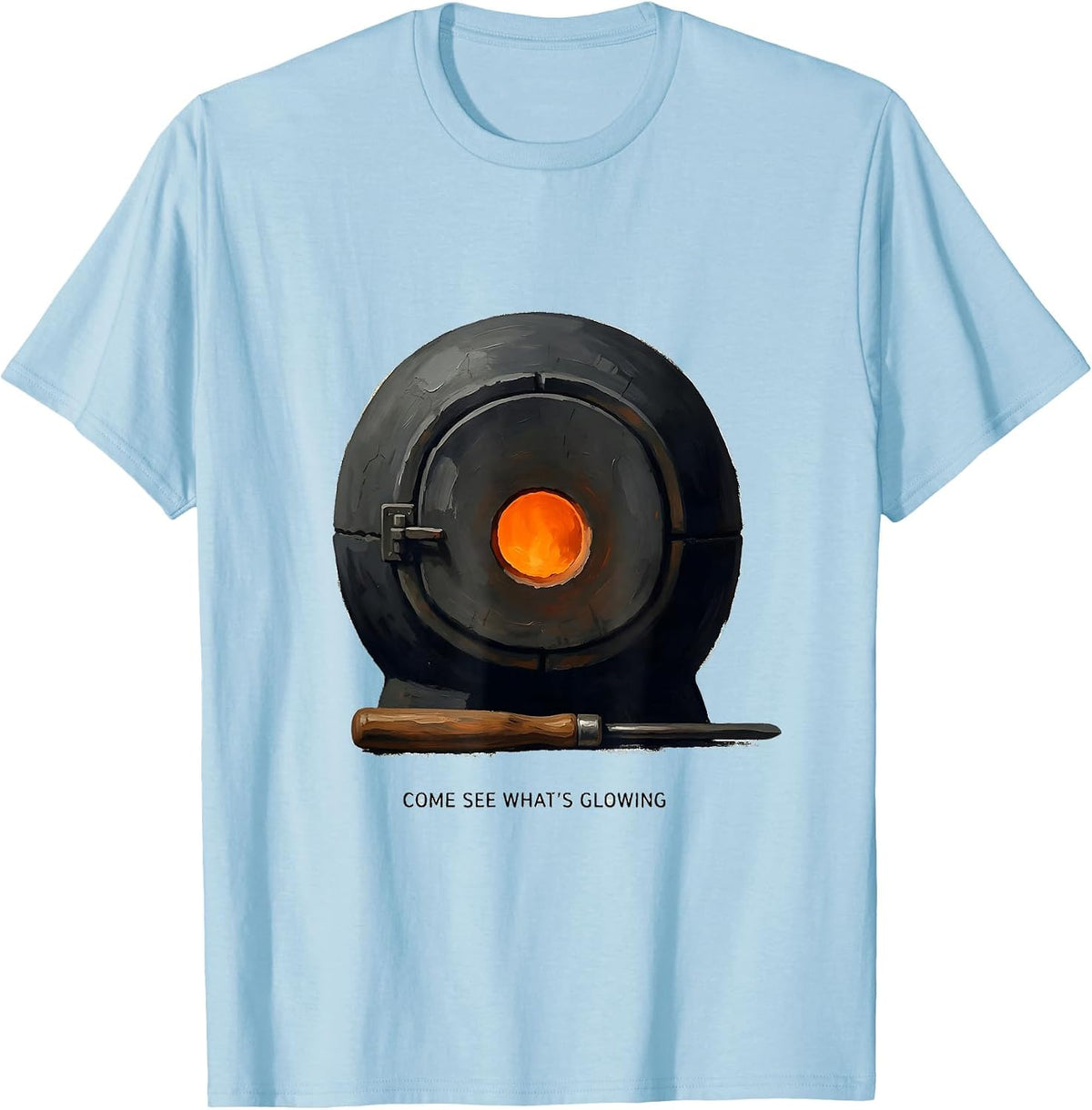 Men's Come See What's Glowing Funny Art Teacher Artist Humor T-Shirt - Baby Blue