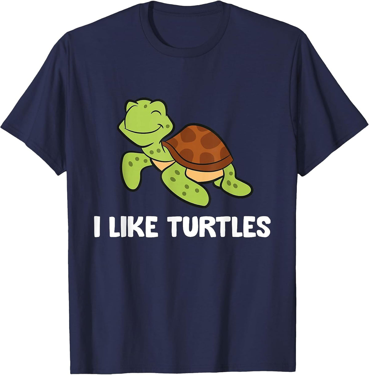 I Like Turtles Reptile Funny Sea Turtle T-Shirt - Navy Blue
