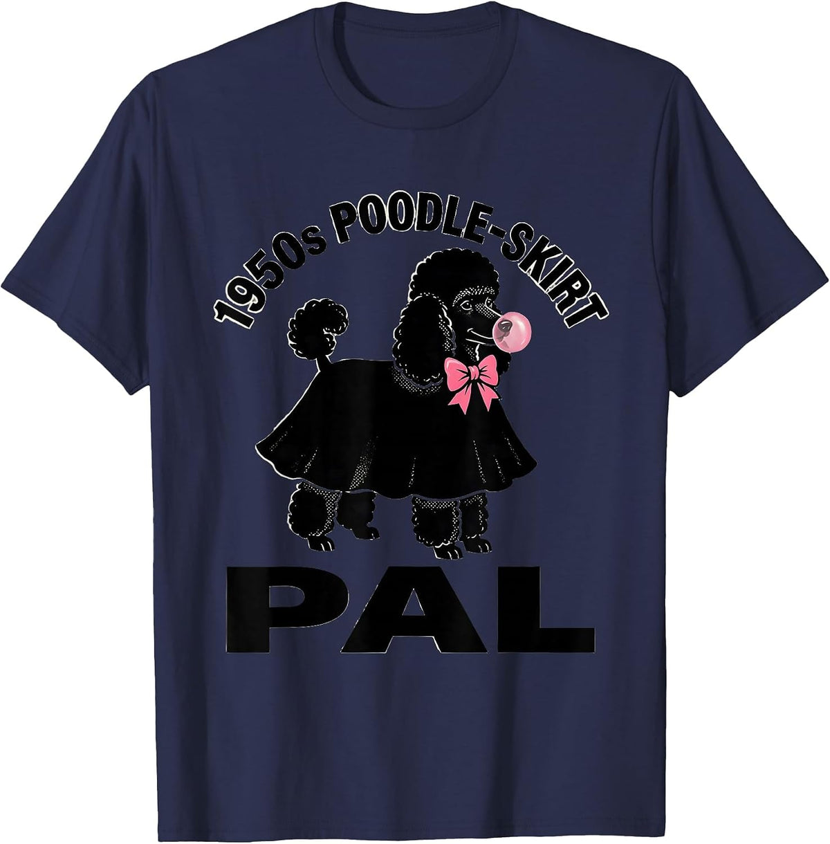 Men's 1950s Poodle-Skirt Pal Retro Sock Hop Rockabilly Party T-Shirt - Navy Blue