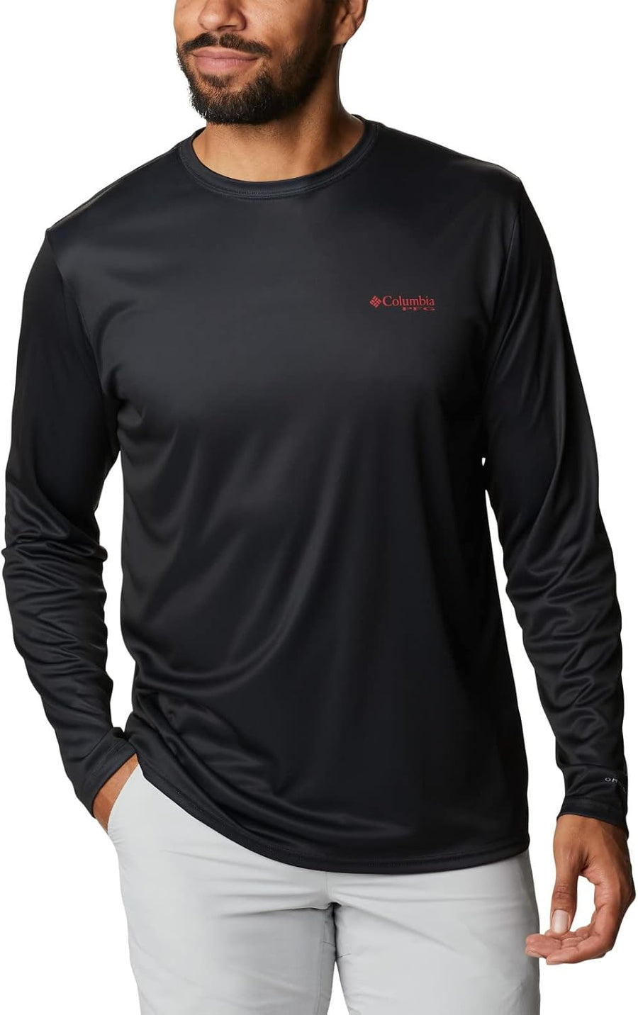 Columbia Men's PFG Terminal Tackle Fish Flag Long Sleeve Fishing Shirt - Black\/Al Fish