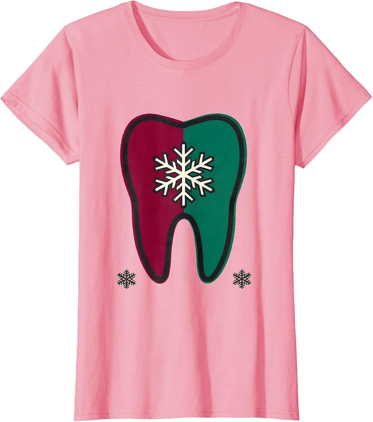 Women's Blunt Tooth Dental Christmas Dental Team Humor T-Shirt - Pink