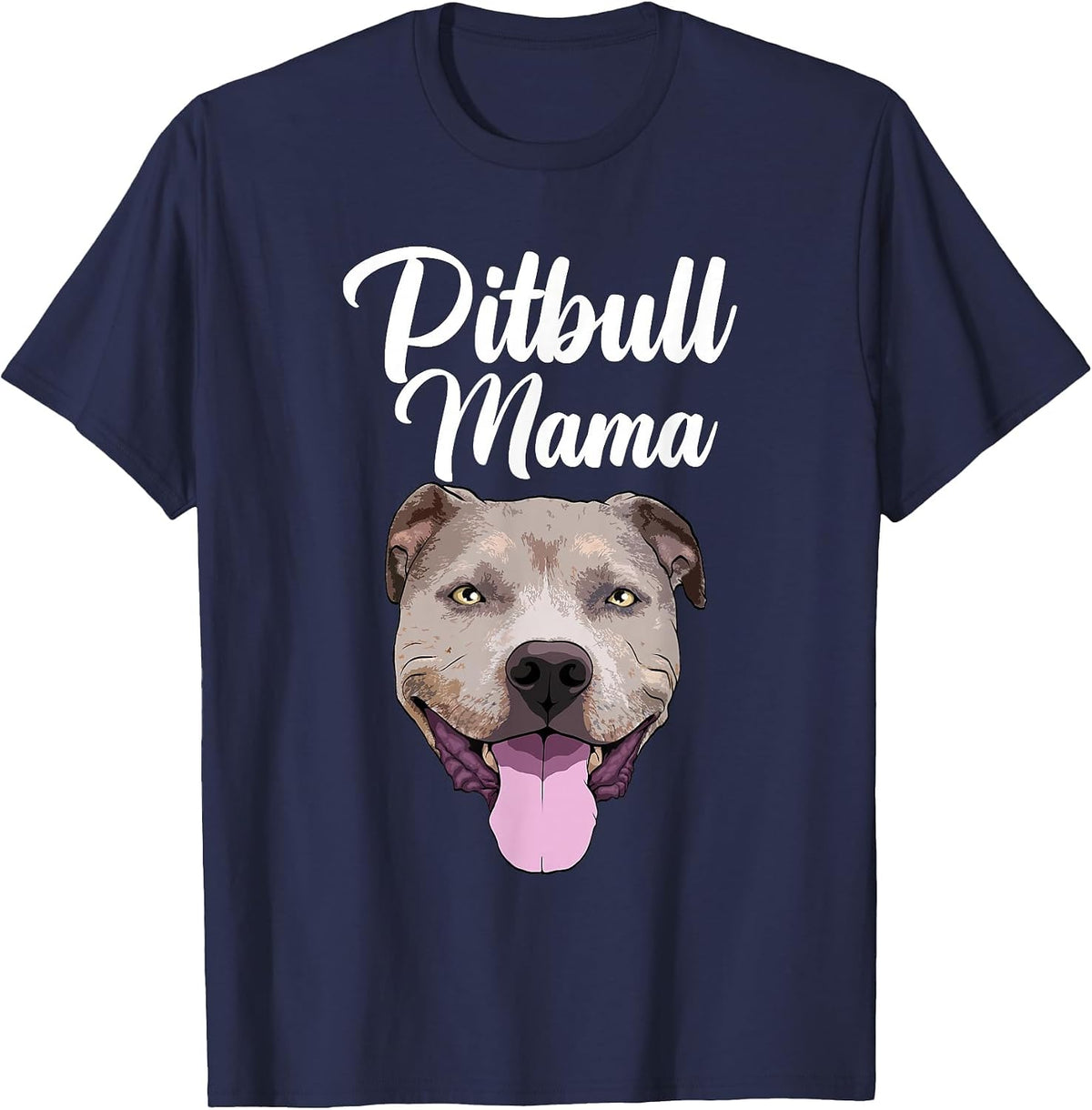 Cool Pitbull Mom for Women Mama Pitbull Owner Dog Lover T-Shirt - Navy Blue