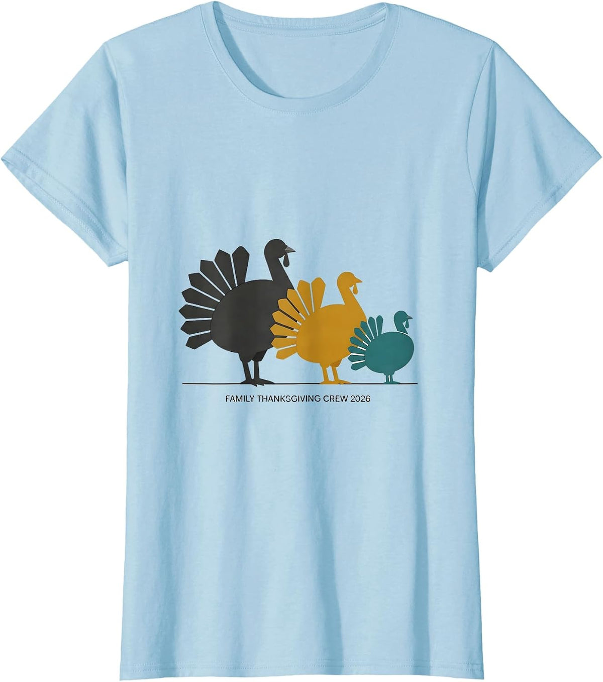 Family Thanksgiving Crew 2026 Matching Group Vintage T-Shirt - Baby Blue