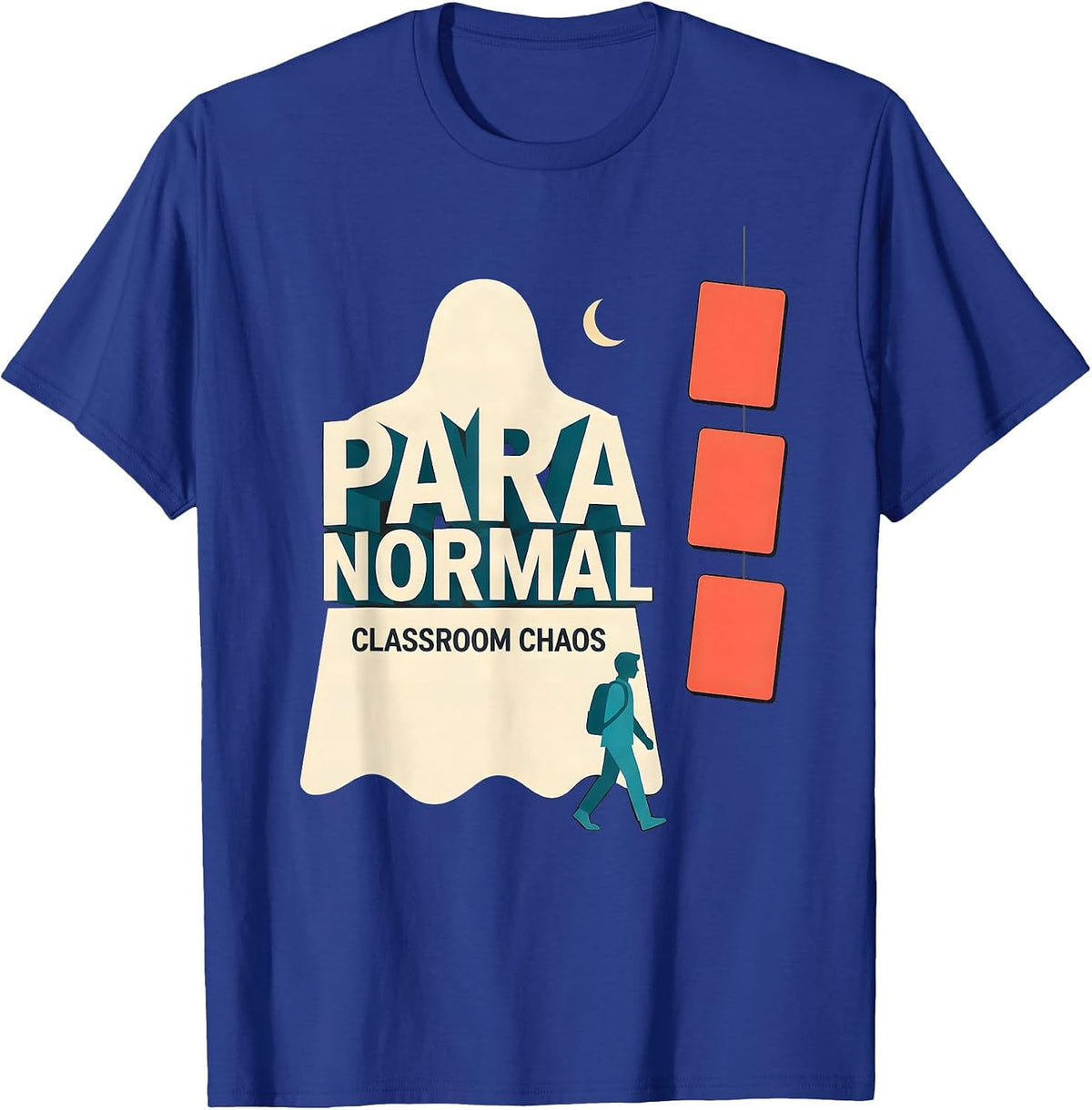 Men's Para Normal Classroom Chaos Funny Ghost Paraprofessional T-Shirt - Royal Blue